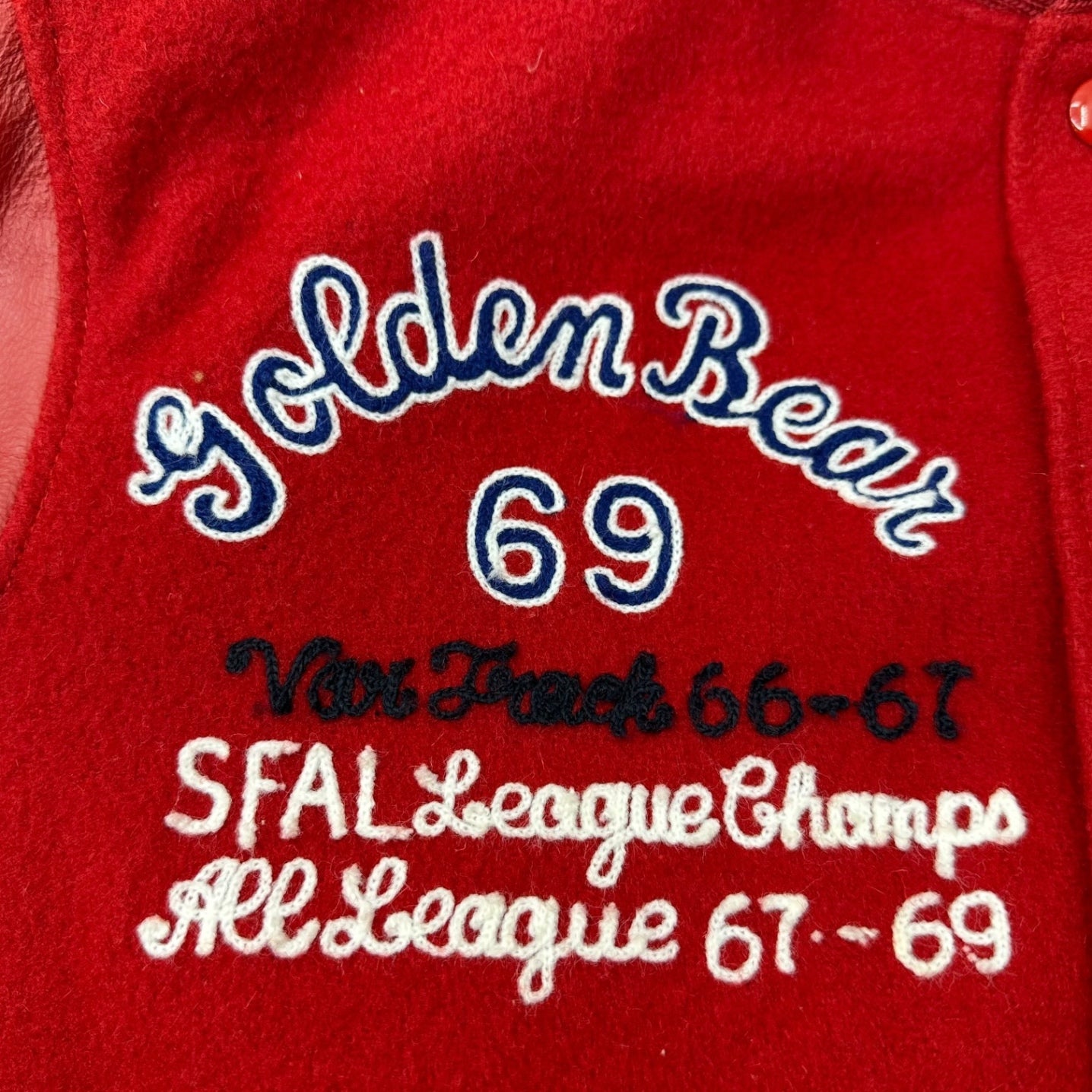 GOLDEN BEAR(ゴールデンベア) Ken & Bob Varsity Jacket ケン アンド ボブ ヴァーシティ ジャケット 袖レザー スタジャン S レッド 60年代ケンアンドボブ シグネチャーモデル
