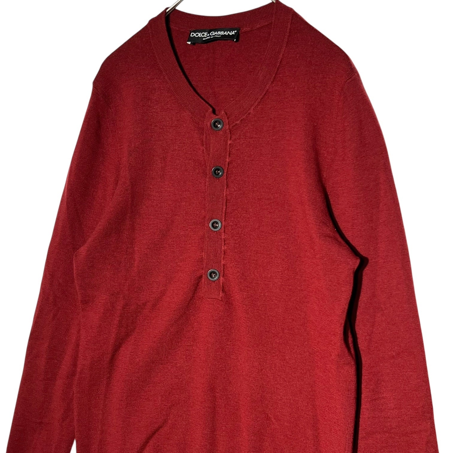 DOLCE&GABBANA(ドルチェ&ガッバーナドルガバ) henley neck knit ヘンリー ネック ニット 46(M程度) バーガンディー