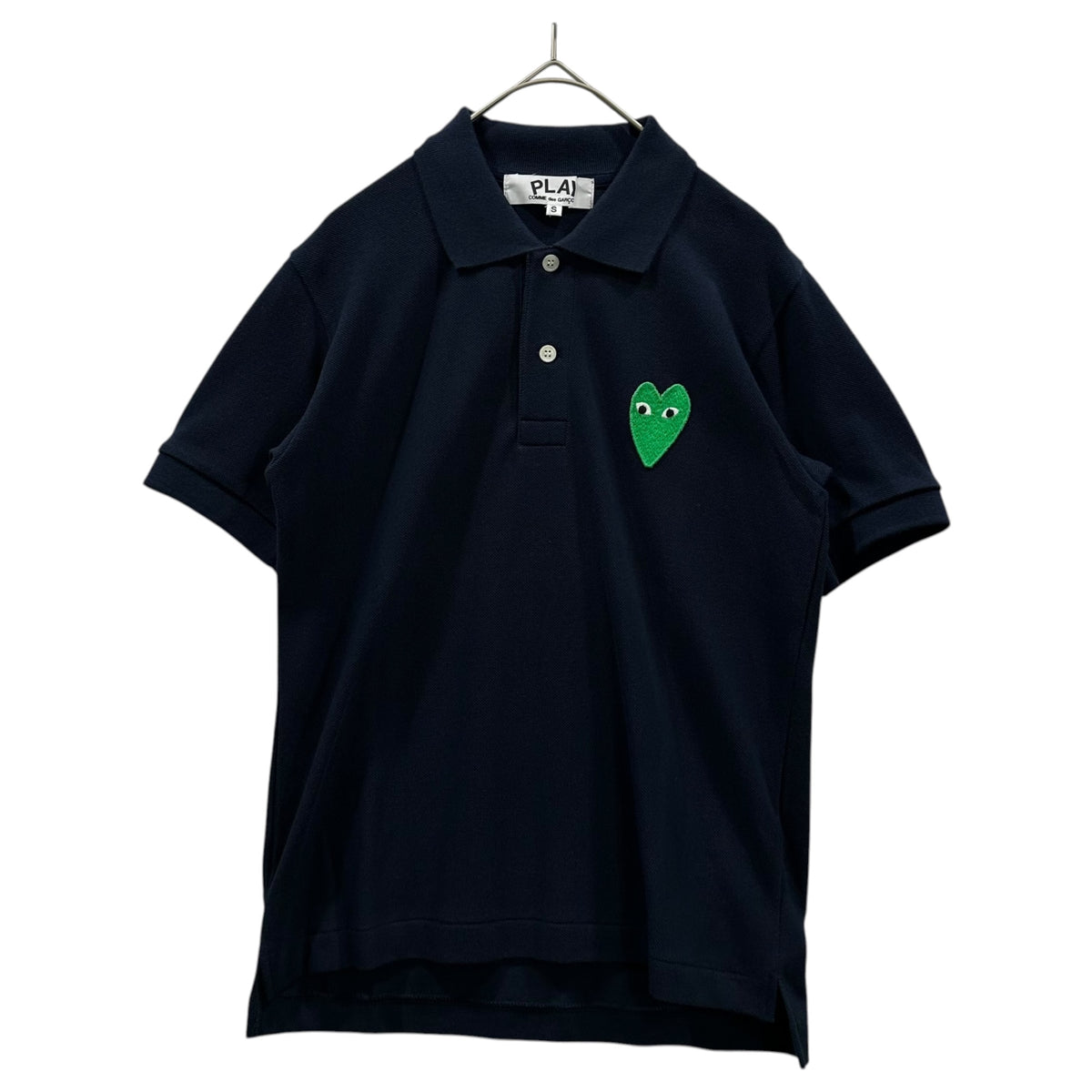 PLAY COMME des GARCONS(プレイコムデギャルソン) One-point logo patch S/S polo shirt ワンポイント ワッペン ロゴ 半袖 ポロシャツ AZ-T045 S ダークネイビー×グリーン AD2006