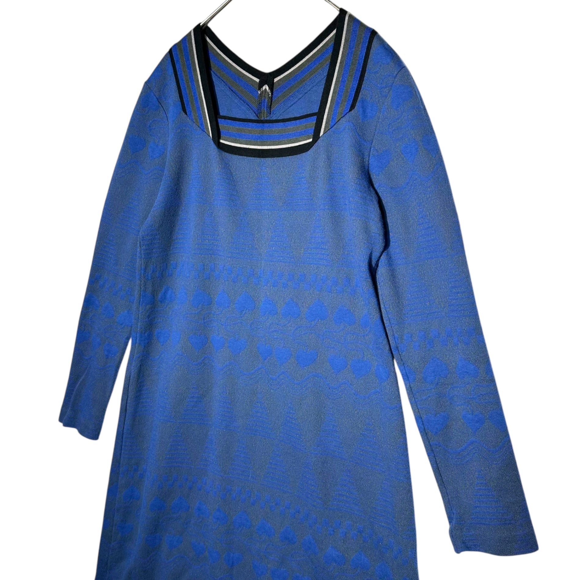 Vivienne Westwood RED LABEL(ヴィヴィアンウエストウッドレッドレーベル) Square Neck Jacquard L/S Mini Dress スクエア ネック ジャガード 長袖 ひざ丈 ワンピース 16-01-551007 2 ブルー