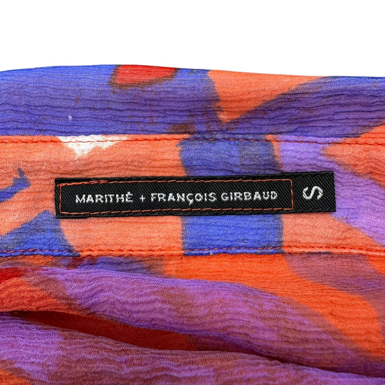 MARITHE FRANCOIS GIRBAUD(マリテフランソワジルボー) 00s all-over silk blouse shirt 総柄 シルク ブラウス シャツ F7-5409 S レッド×ブルー