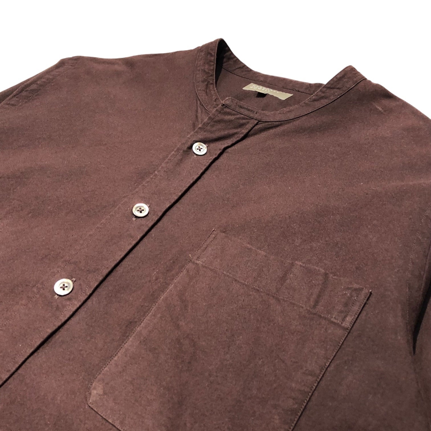 MARGARET HOWELL(マーガレットハウエル) バンドカラー コットン シャツ ノーカラー 579-0250609 L ブラウン