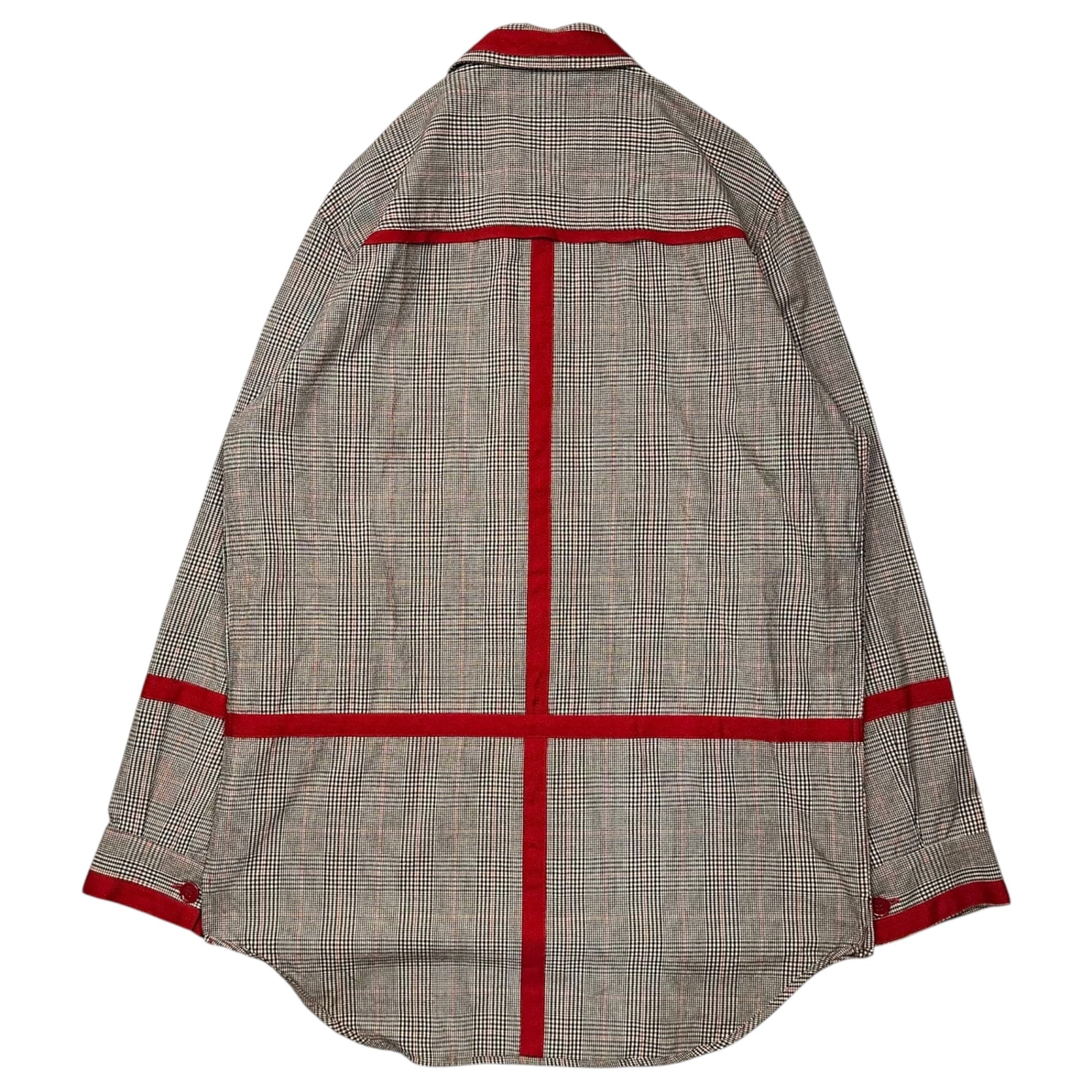 MILKBOY(ミルクボーイ) 1990's Red Line Check Small-Collar Shirt Jacke レッドライン チェック スモールカラー シャツジャケット OB-0050 FREE ブラウン×レッド 1990年代 ヴィンテージ