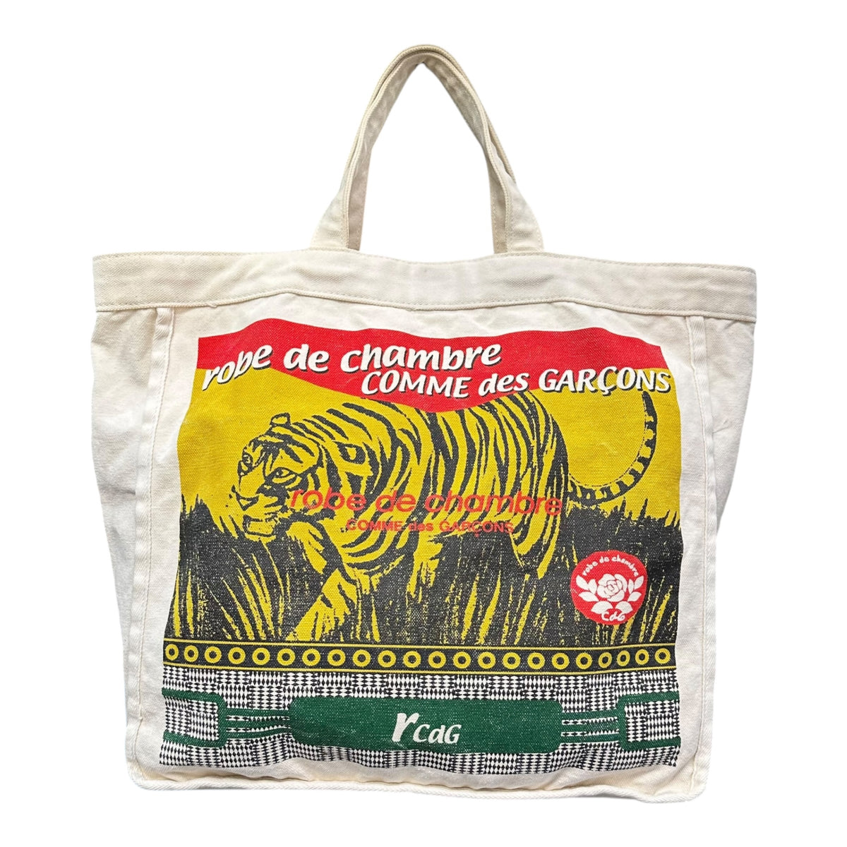 robe de chambre COMME des GARCONS(ローブドシャンブルコムデギャルソン) Tiger Graphic Canvas Tote Bag 虎 グラフィック キャンパス トートバッグ アイボリー×マルチカラー
