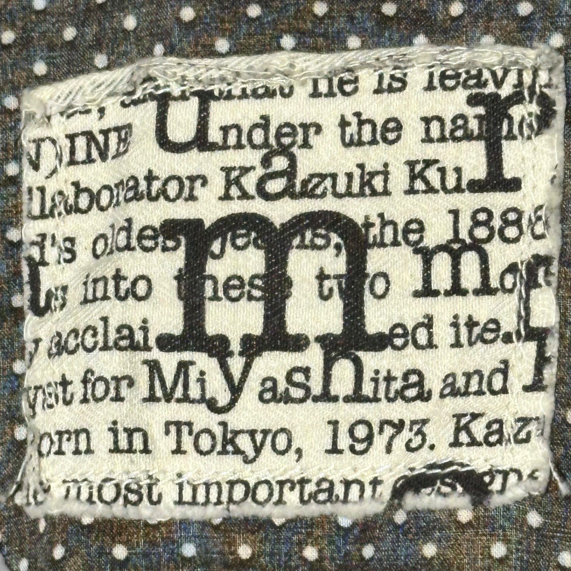 Levi's® Lefty Jean by Takahiro Kuraishi(リーバイス レフティージーン) Side slit dot pattern collarless shirt サイドスリット ドット柄 ノーカラーシャツ LPCL06-101S M ブラウン×ホワイト 宮下貴裕×倉石一樹 コラボアイテム