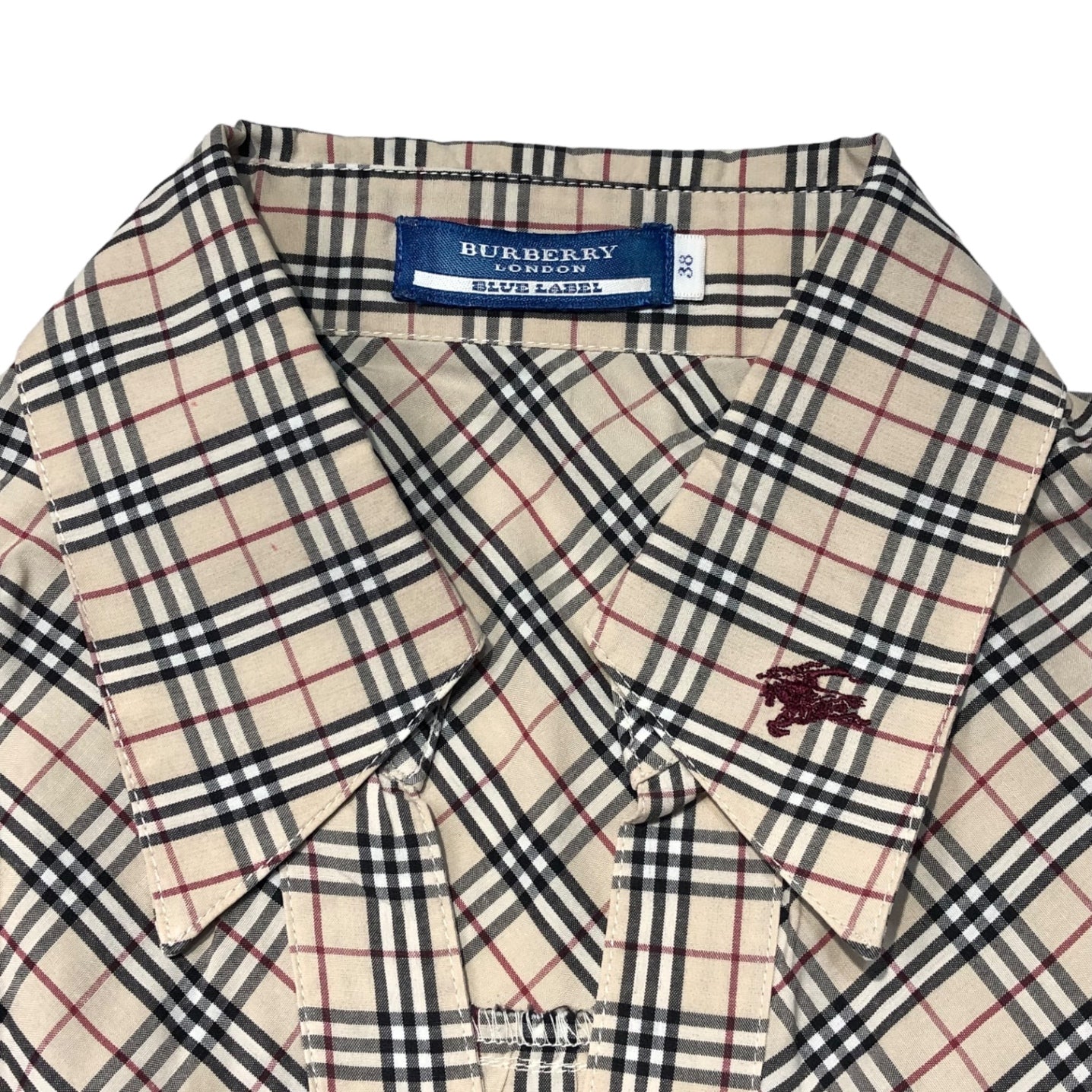 BURBERRY BLUE LABEL(バーバリーブルーレーベル) マイクロ ノバチェック スキッパー ノースリーブ シャツ FE529-210 38(M程度) ベージュ ブラウス