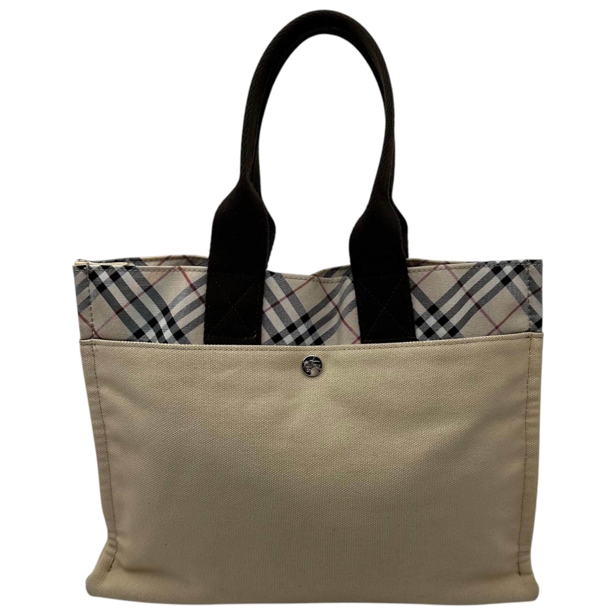 BURBERRY BLUE LABEL(バーバリーブルーレーベル) Canvas Nova Check Mini Tote Bag キャンバス ノバチェック ミニ トート バッグ ZAE29-322-40 アイボリー×ブラウン 三陽商会タグ