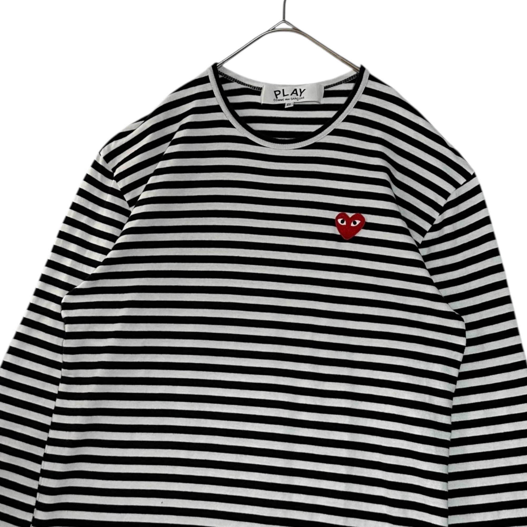 PLAY COMME des GARCONS(プレイコムデギャルソン) 24SS Unisex Border Long Sleeve T-Shirt BLACK/WHITE ユニセックス ボーダー 長袖 Tシャツ AX-T164 XXL ホワイト×ブラック カットソー