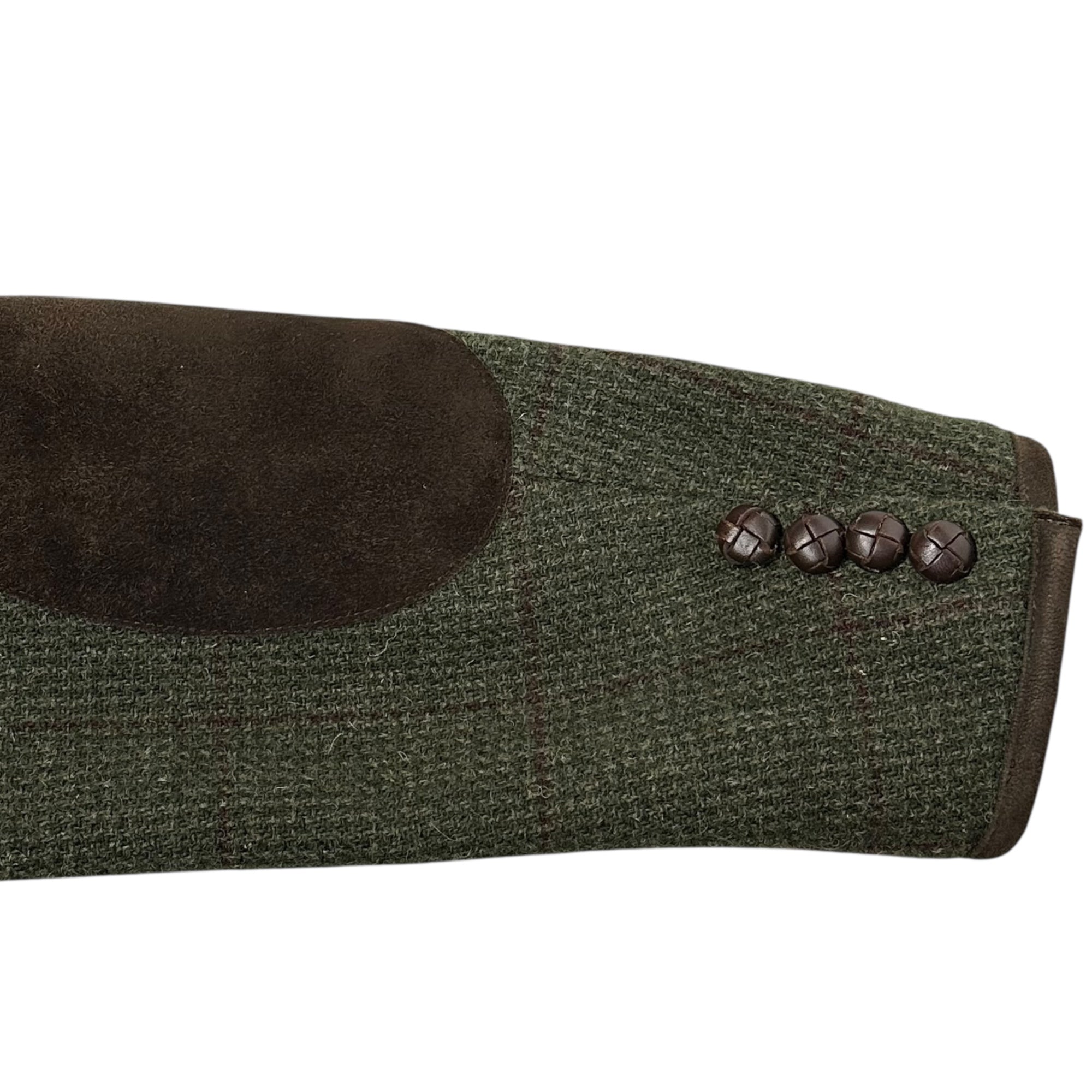 POLO RALPH LAUREN(ポロラルフローレン) ITALY made Elbow Patch Tweed Jacket エルボーパッチ ツイード ジャケット BR-RK-HW-3122 36R(S程度) オリーブ ウール クルミボタン イタリア製