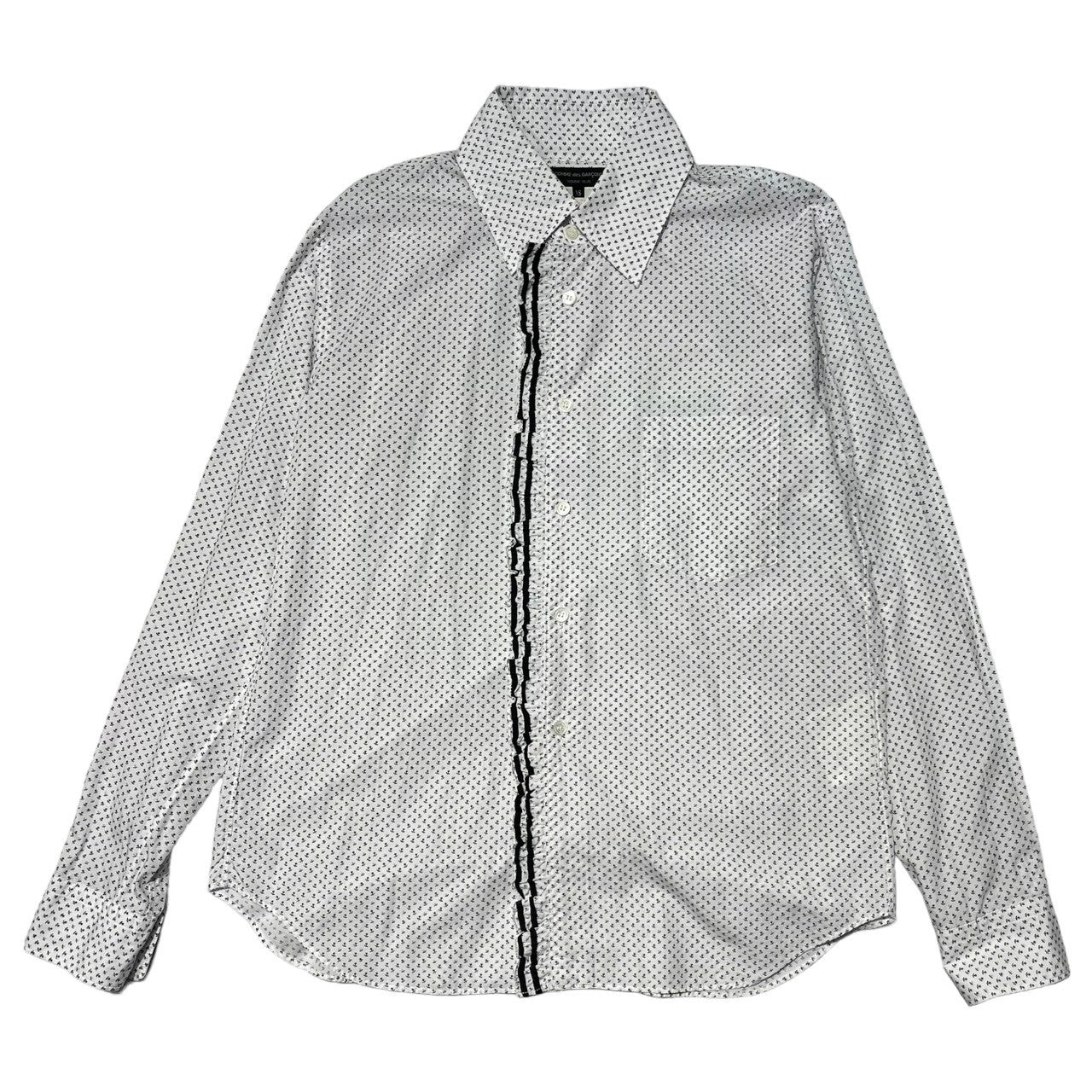 COMME des GARCONS HOMME PLUS(コムデギャルソンオムプリュス) 12AW center ruffle shirt センター フリル シャツ PJ-B037 XS ホワイト×ブラック AD2012