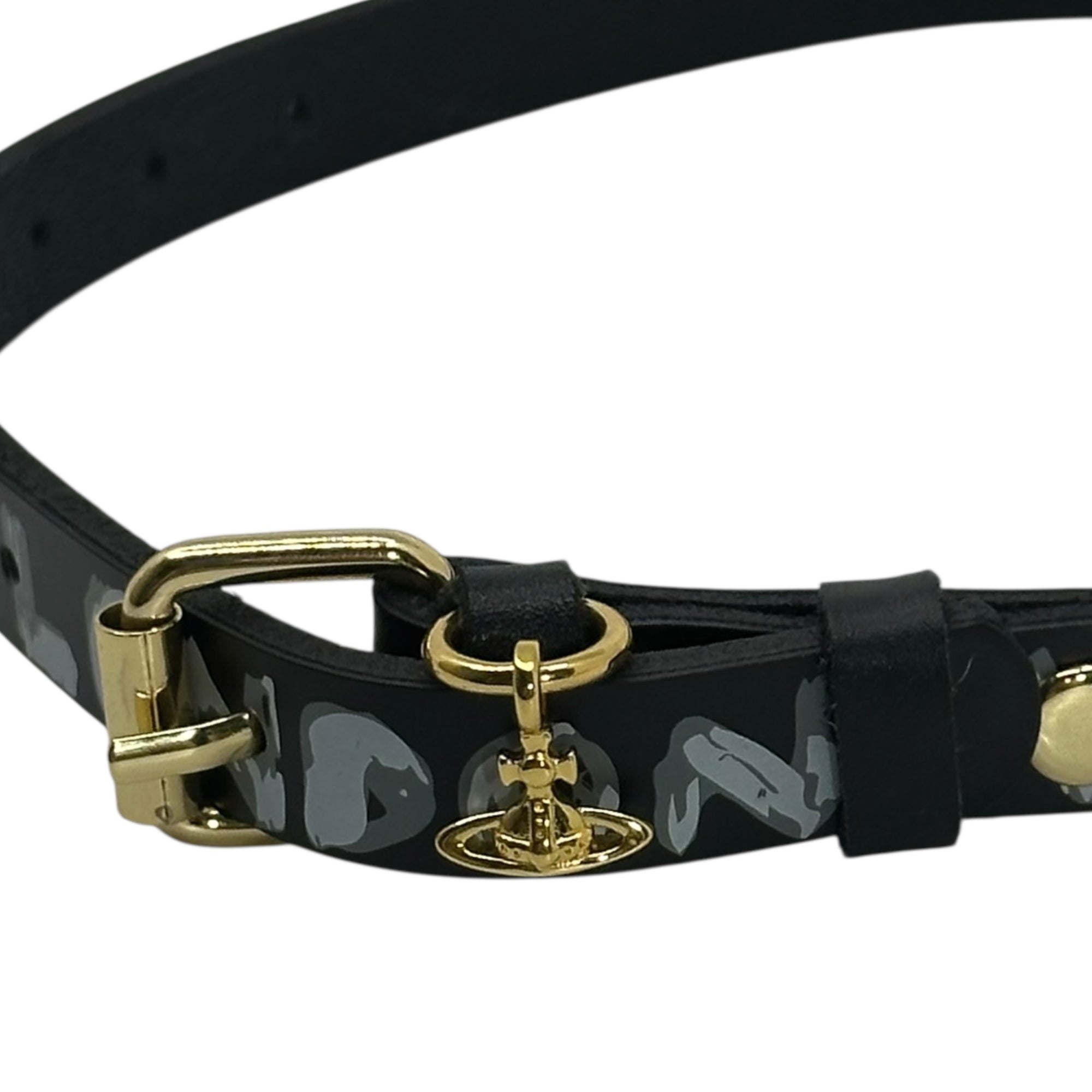 Vivienne Westwood(ヴィヴィアンウエストウッド) Orb Charm Painted Leather Choker オーブ チャーム ペイント レザー チョーカー ブラック