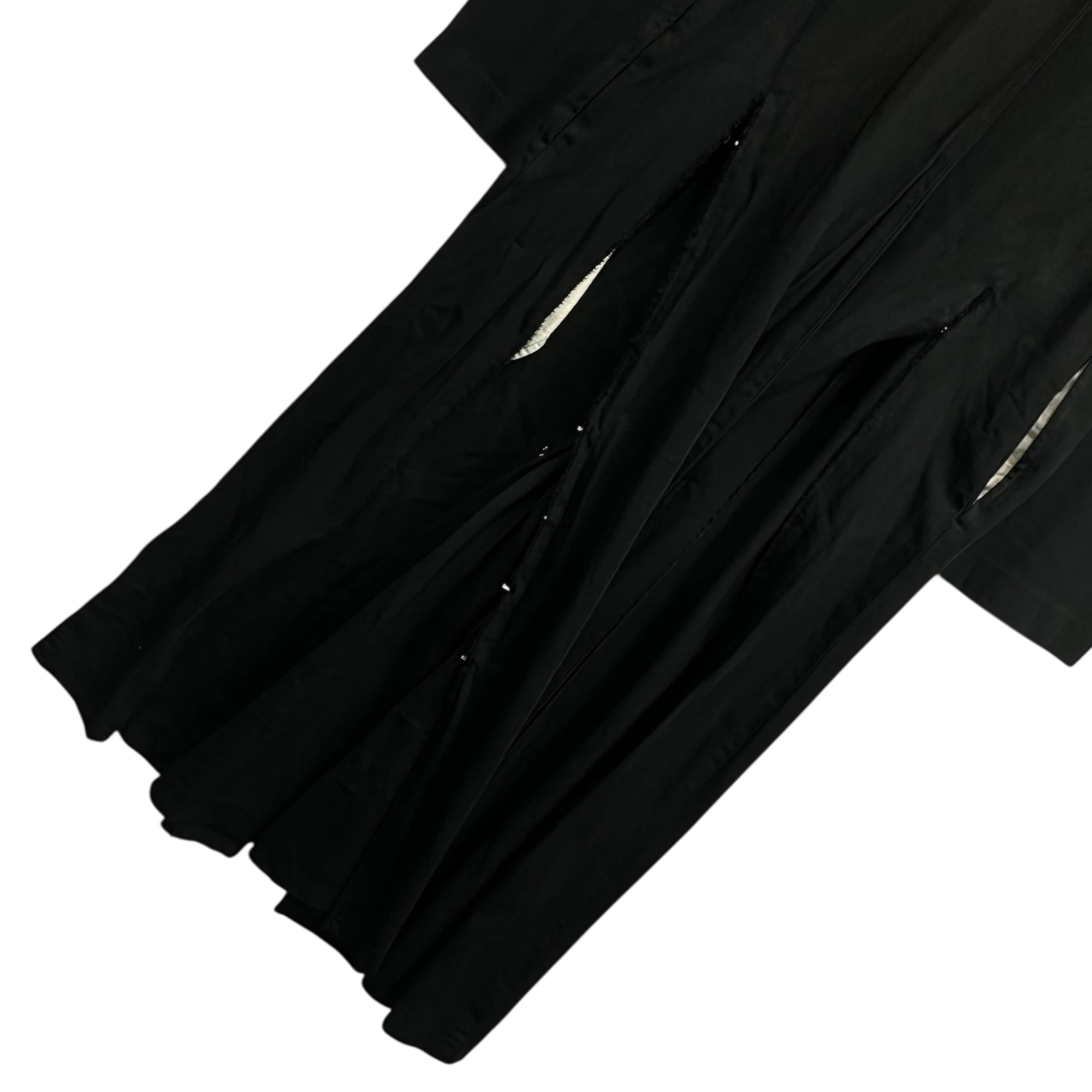 COMME des GARCONS COMME des GARCONS(コムデギャルソンコムデギャルソン) 20SS Product-dyed polyester felted side slit & hook button long shirt dress 製品染め ポリエステル 縮絨 サイド スリット & フックボタン ロング シャツ ワンピース RE-O015 M ブラック AD2019