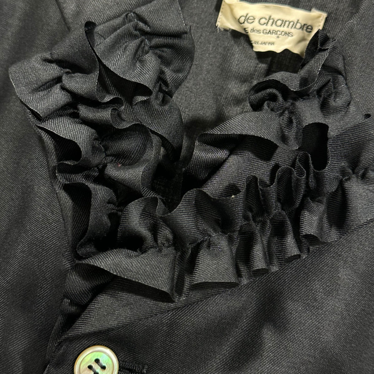 robe de chambre COMME des GARCONS(ローブドシャンブルコムデギャルソン) 1990's Inner Frill 4-Button Jacket インナー フリル 4ボタン ジャケット ネイビー 裏返し着用可能 90s アーカイブ