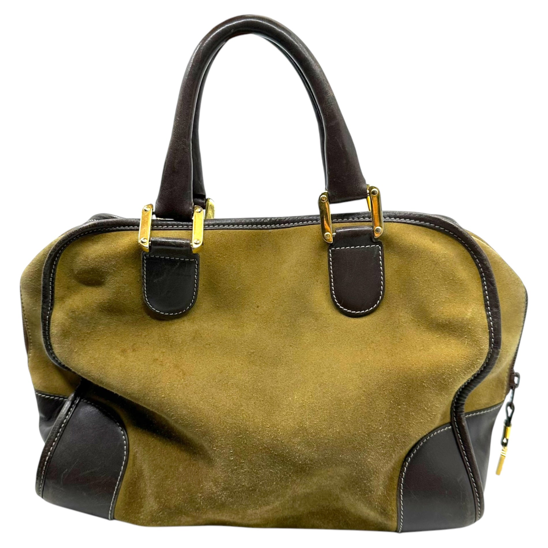 LOEWE(ロエベ) Anagram logo suede leather hand bag アナグラムロゴ スウェード レザー ハンド バッグ ブラウン OLD ミニ ボストン