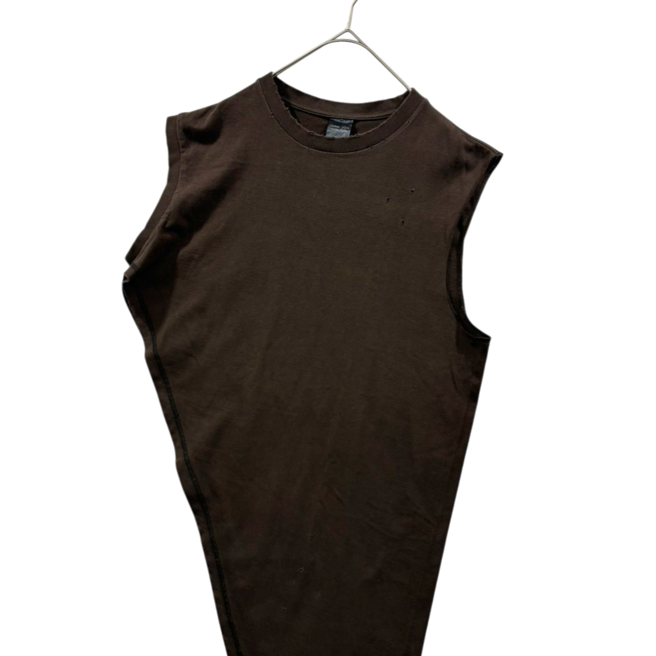 NUMBER (N)INE(ナンバーナイン) Night Crawler Distressed Asymmetrical Sleeveless T-Shirt ダメージ加工 アシンメトリー ノースリーブ Tシャツ 3(M) ブラウン 通称:エミリー期