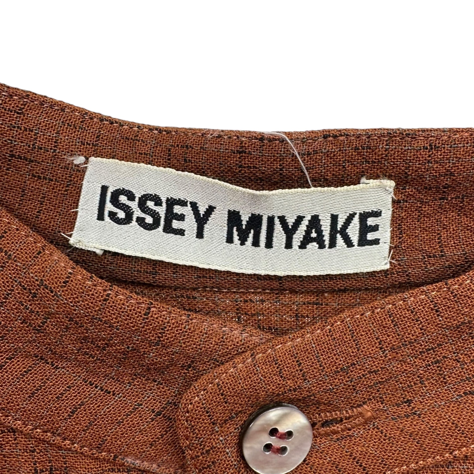 ISSEY MIYAKE(イッセイミヤケ) 90'sバンドカラービッグシャツ 表記なし(L程度) ブラウン