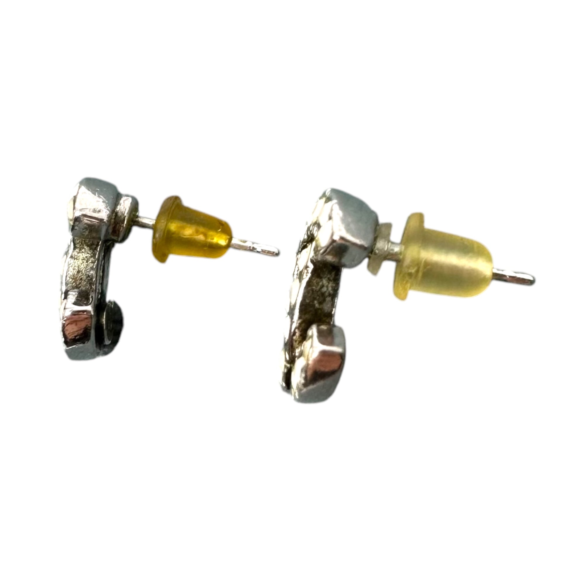 CHANEL(シャネル) Rhinestone Coco Mark Pierced Earrings ライン ストーン ココマーク ピアス 両耳 シルバー×ホワイト 06C 刻印