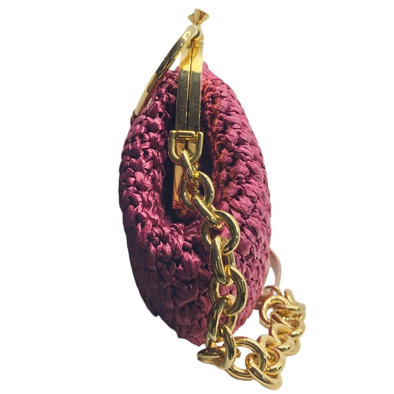 MAISON MARGIELA(メゾンマルジェラ) RAFFIA S.W.A.L.K. II SMALL BAG ニットハンド ショルダー がま口バッグ S56WD0130 ピンク チェーンバッグ