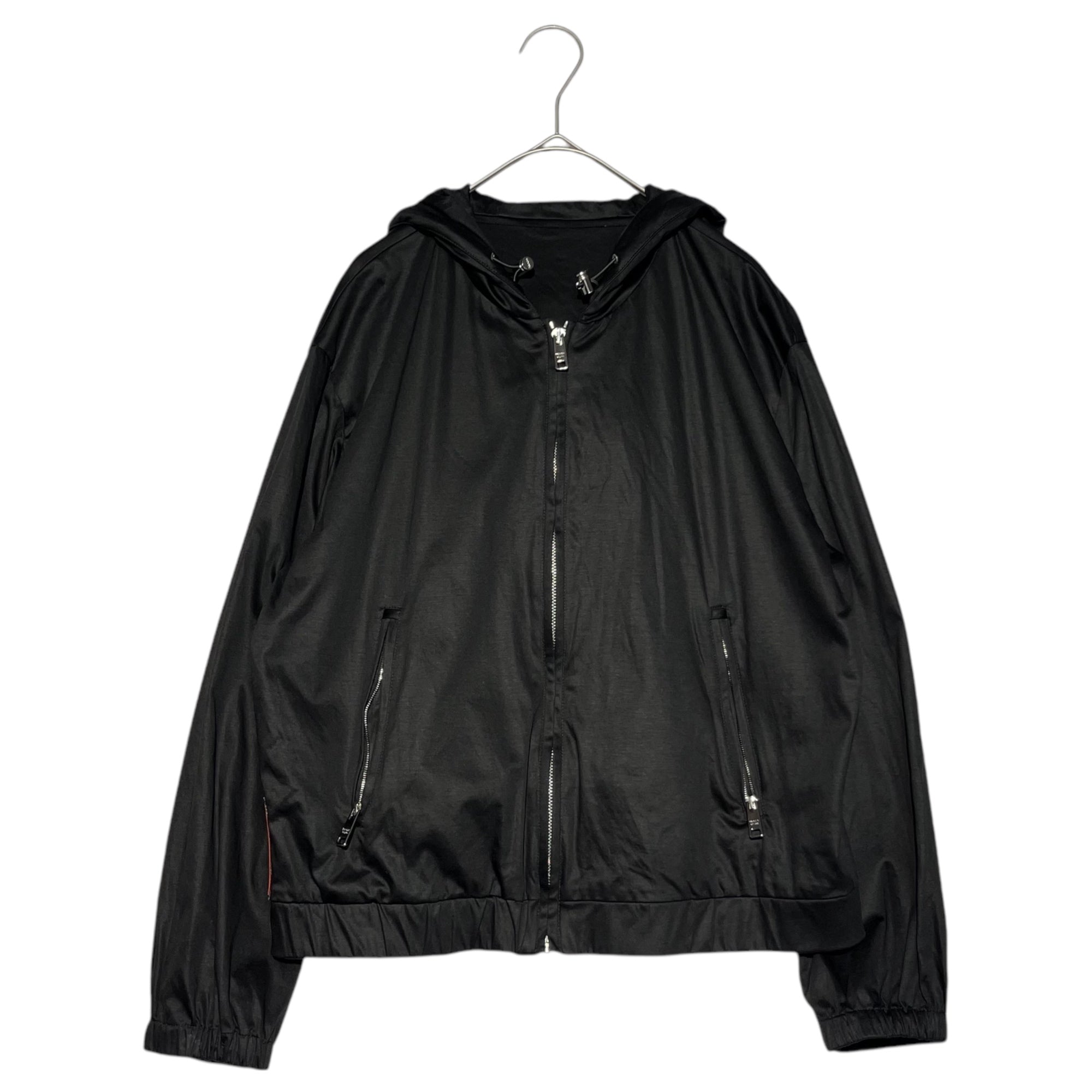PRADA(プラダ) Sport logo nylon rayon zip hoodie スポーツ ロゴ ナイロン レーヨン ジップ パーカー 138451 44(L~XL程度) ブラック×レッド ジャケット
