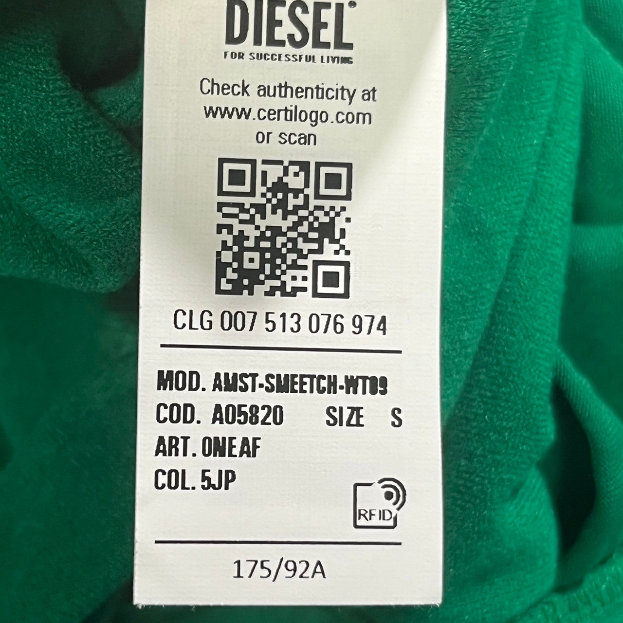 DIESEL(ディーゼル) AMST-SMEETCH logo track jacket ロゴ トラック ジャケット A05820 S グリーン×イエロー ジャージ ブルゾン