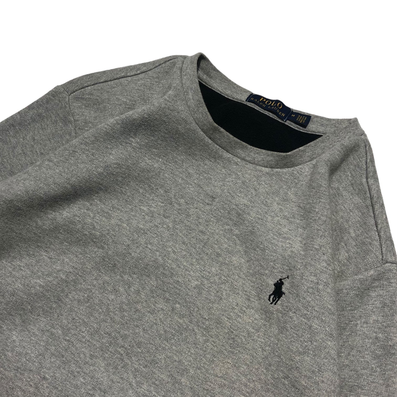 POLO RALPH LAUREN(ポロラルフローレン) Fleece lining one point sweatshirt 裏フリース ワンポイント スウェット M グレー×ブラック