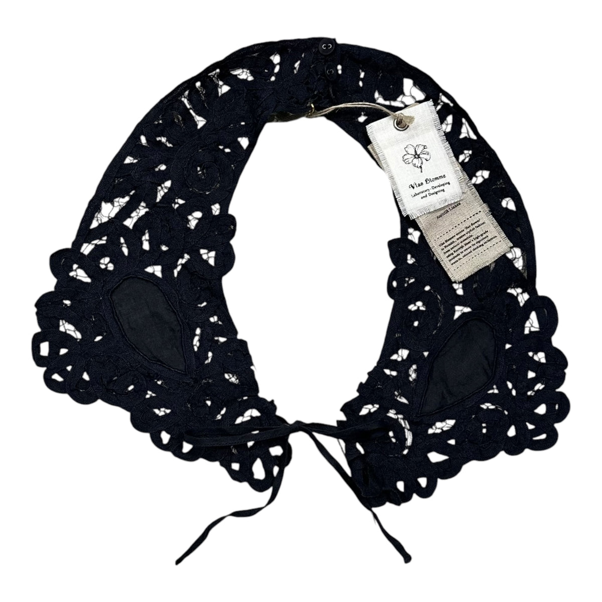 Vlas Blomme(ヴラスブラム) Detachable collar Botanical dye つけ襟 ボタニカルダイ ダークネイビー