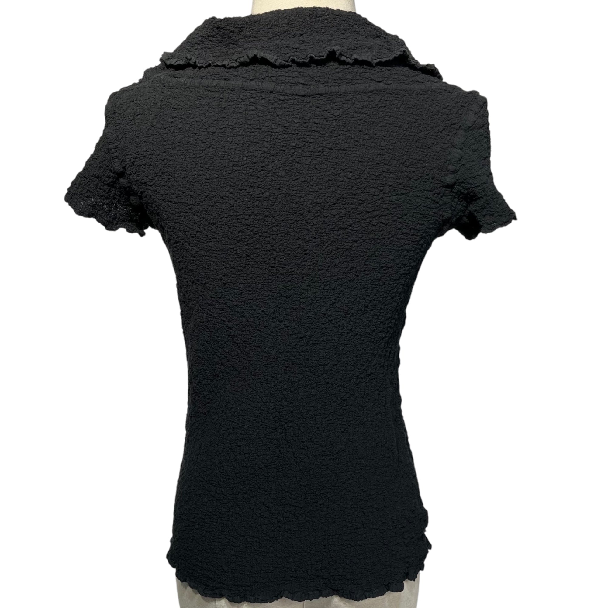 me ISSEY MIYAKE(ミーイッセイミヤケ) Wrinkled high neck short sleeve cut and sew knit シワ加工 ハイネック 半袖 カットソー ニット プリーツ MI34FM007 FREE ブラック