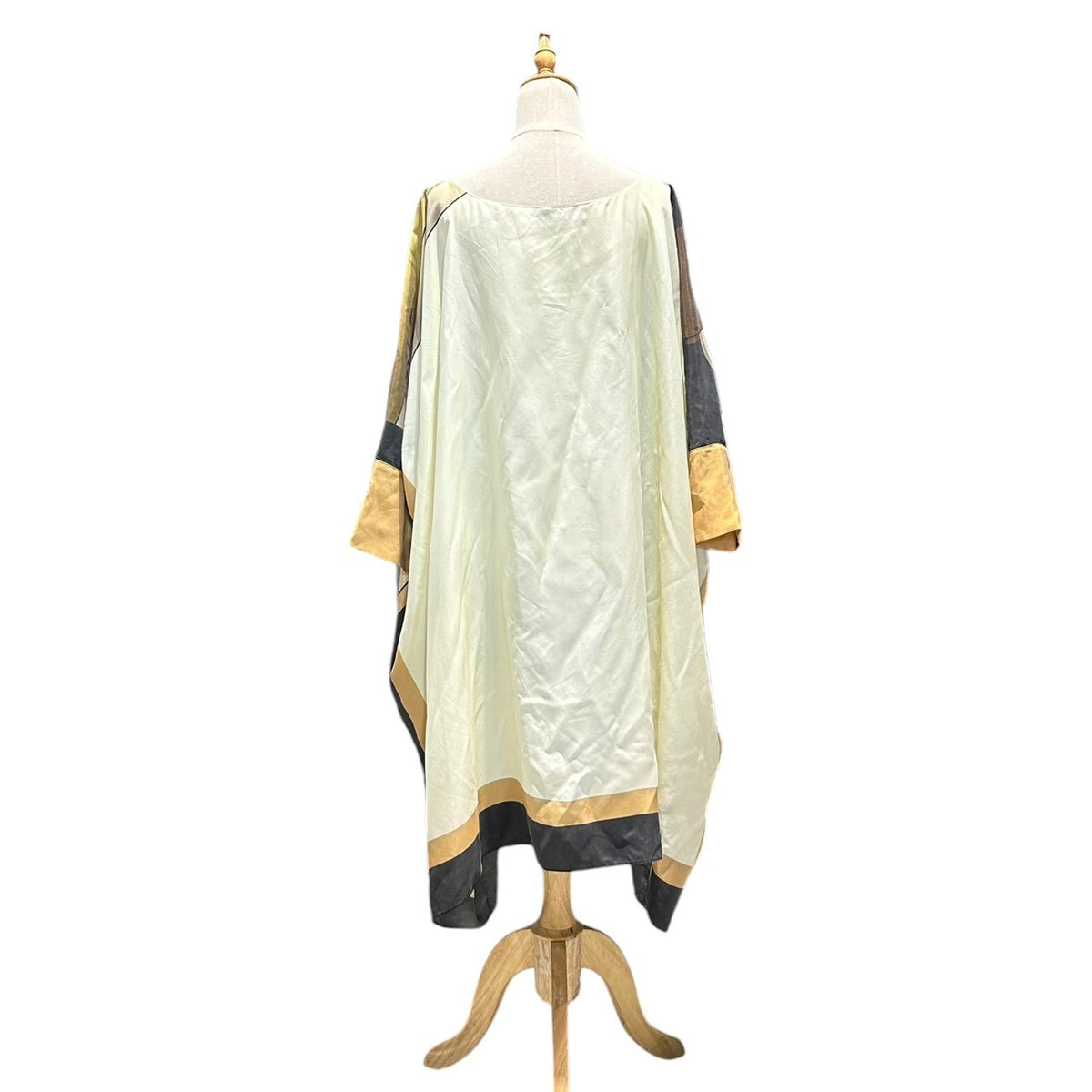FENDI(フェンディ) Geometric-print all-silk dolman sleeve dress 幾何学模様 オールシルク ドルマン スリーブ ワンピース FXD568 AK77 L ベージュ×ブラウン