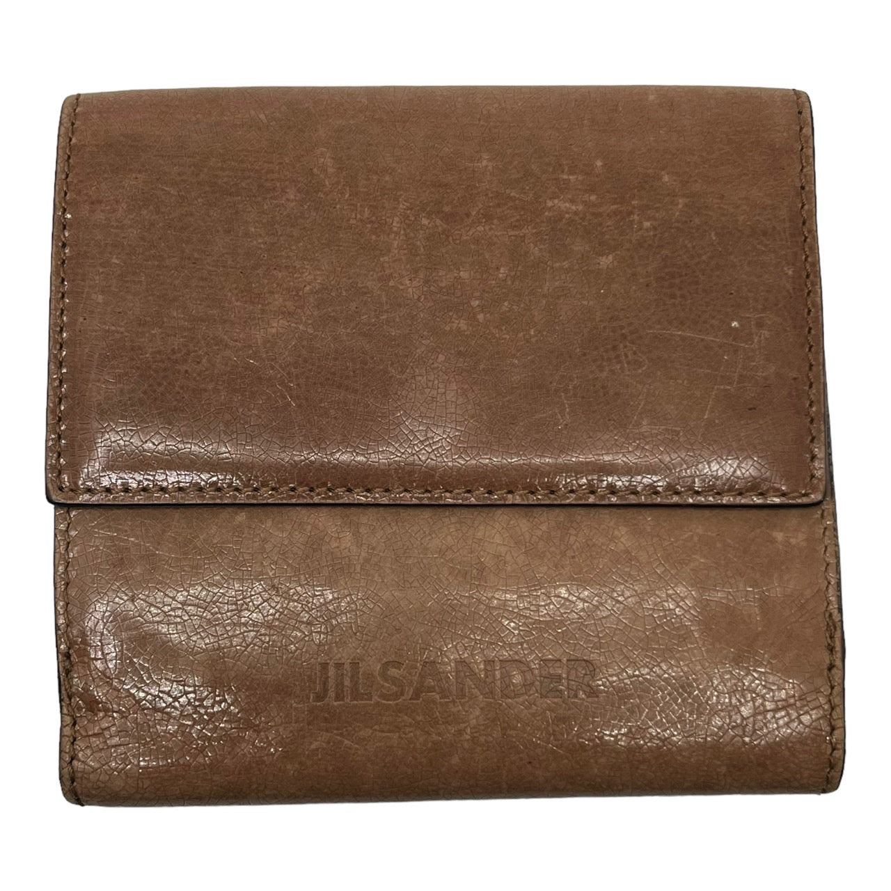 JIL SANDER(ジルサンダー) 差し込み錠ガラスレザー2つ折り財布 ブラウン 本人期 初期