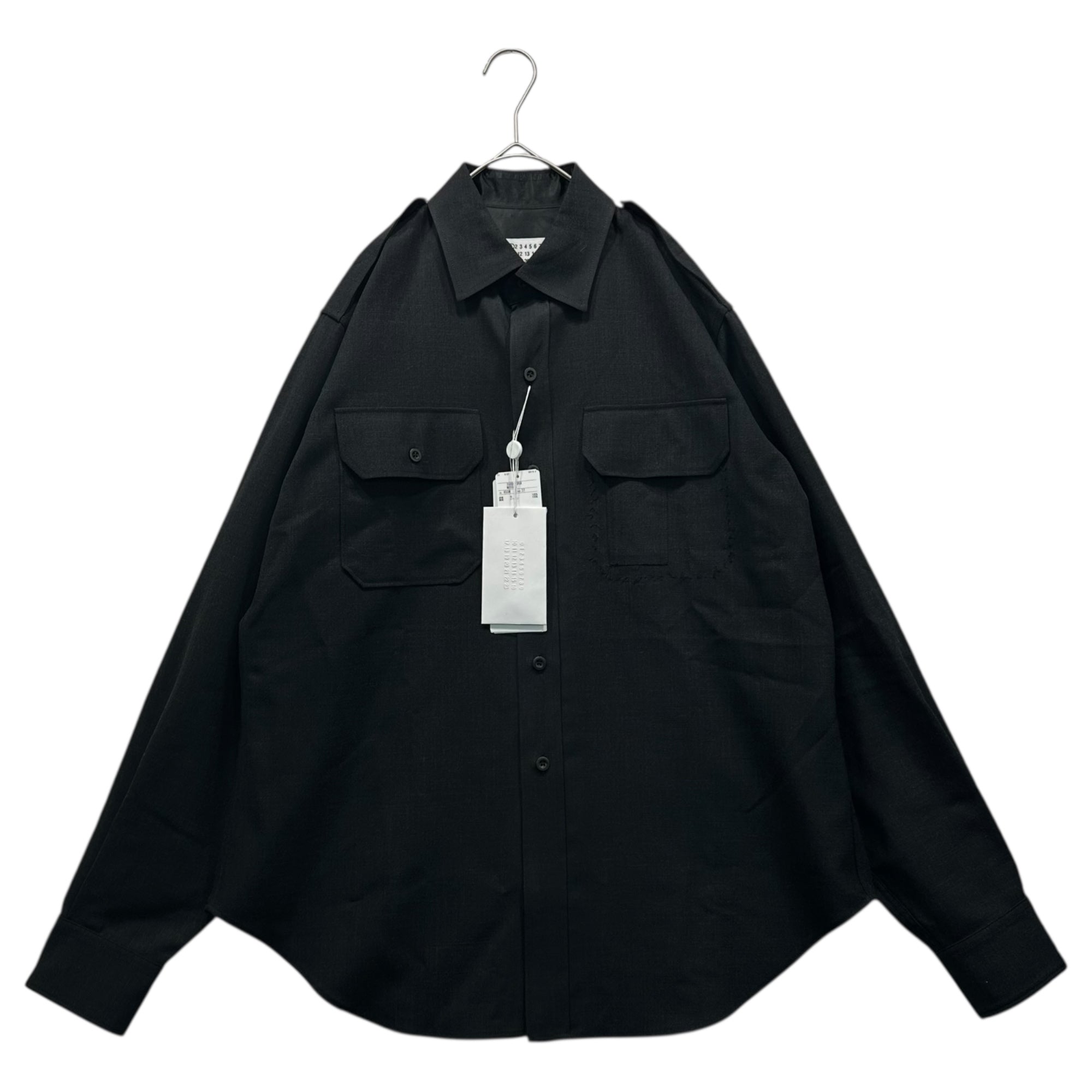 MAISON MARGIELA(メゾンマルジェラ) 25AW Military Wool L/S Shirt ミリタリー ウール 長袖 シャツ S50DT0059 37 チャコールグレー