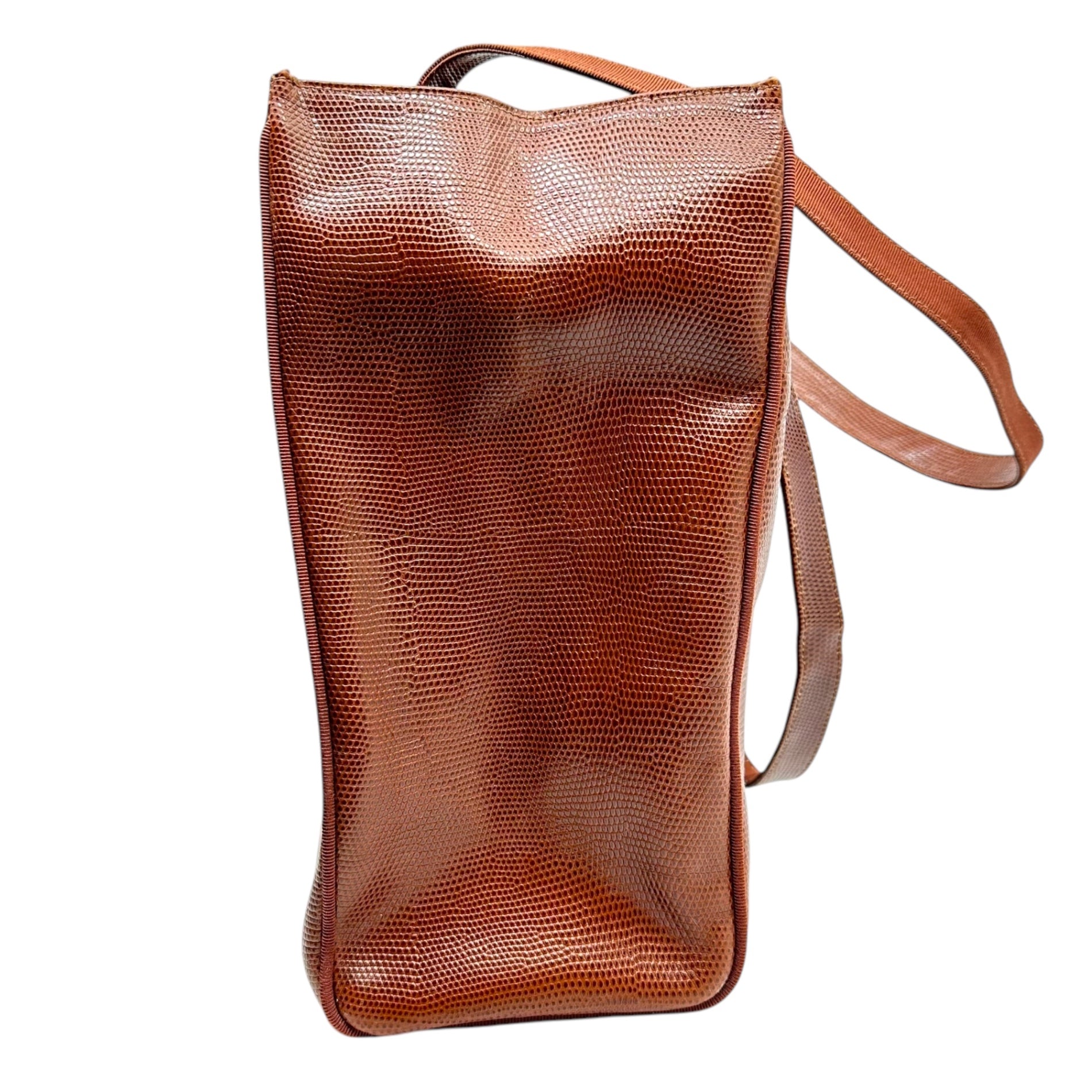 Salvatore Ferragamo(サルヴァトーレフェラガモ) Stamped leather Vala ribbon leather tote bag 型押し レザー ヴァラ リボン レザー トート バッグ HD-212530 ブラウン 肩掛け ハンド