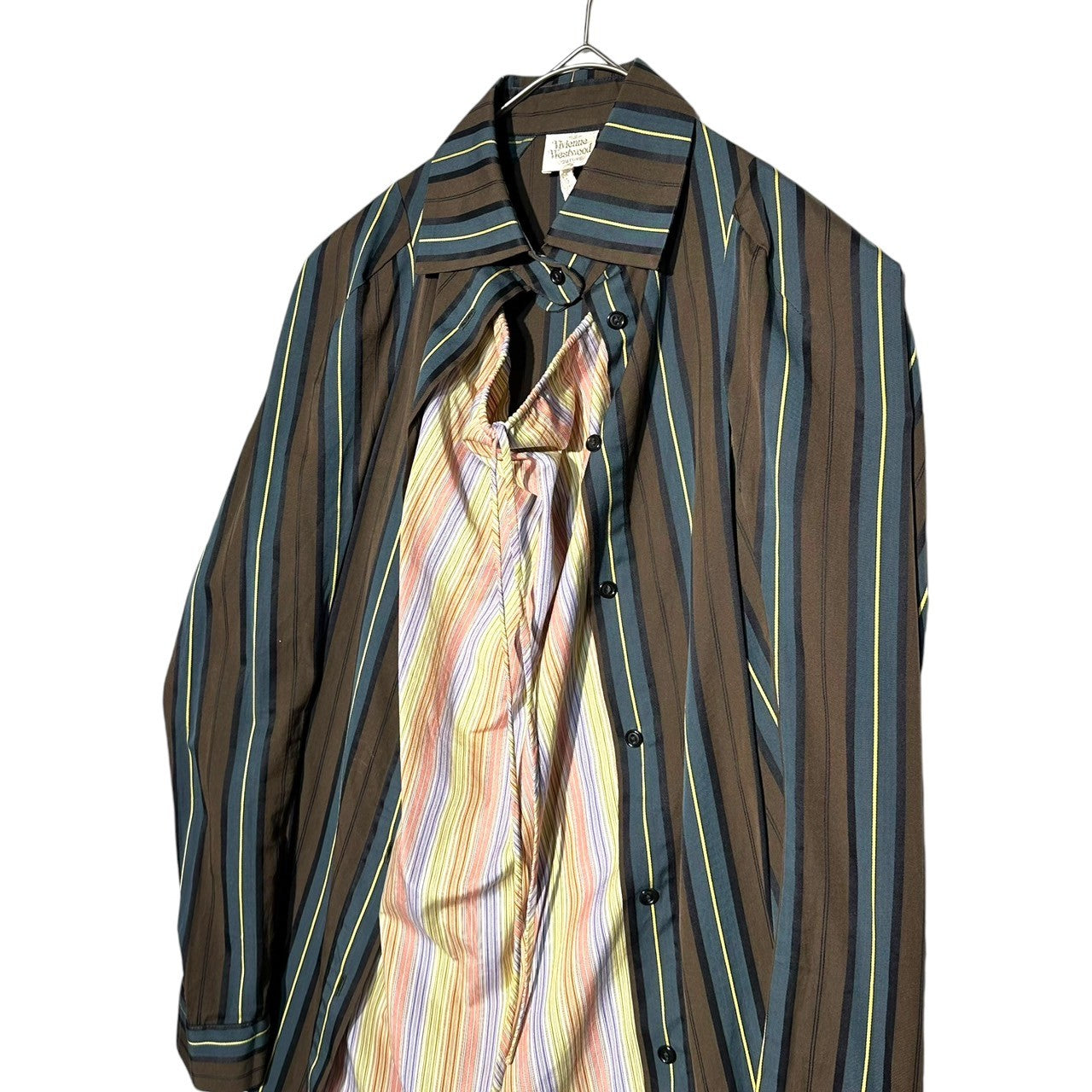 Vivienne Westwood COUTURE(ヴィヴィアンウエストウッドクチュール) 00's Layered Docking Striped L/S Shirt レイヤード ドッキング ストライプ 長袖 シャツ 356-85578 40(L程度) マルチ ブラウス オリゾンティタグ
