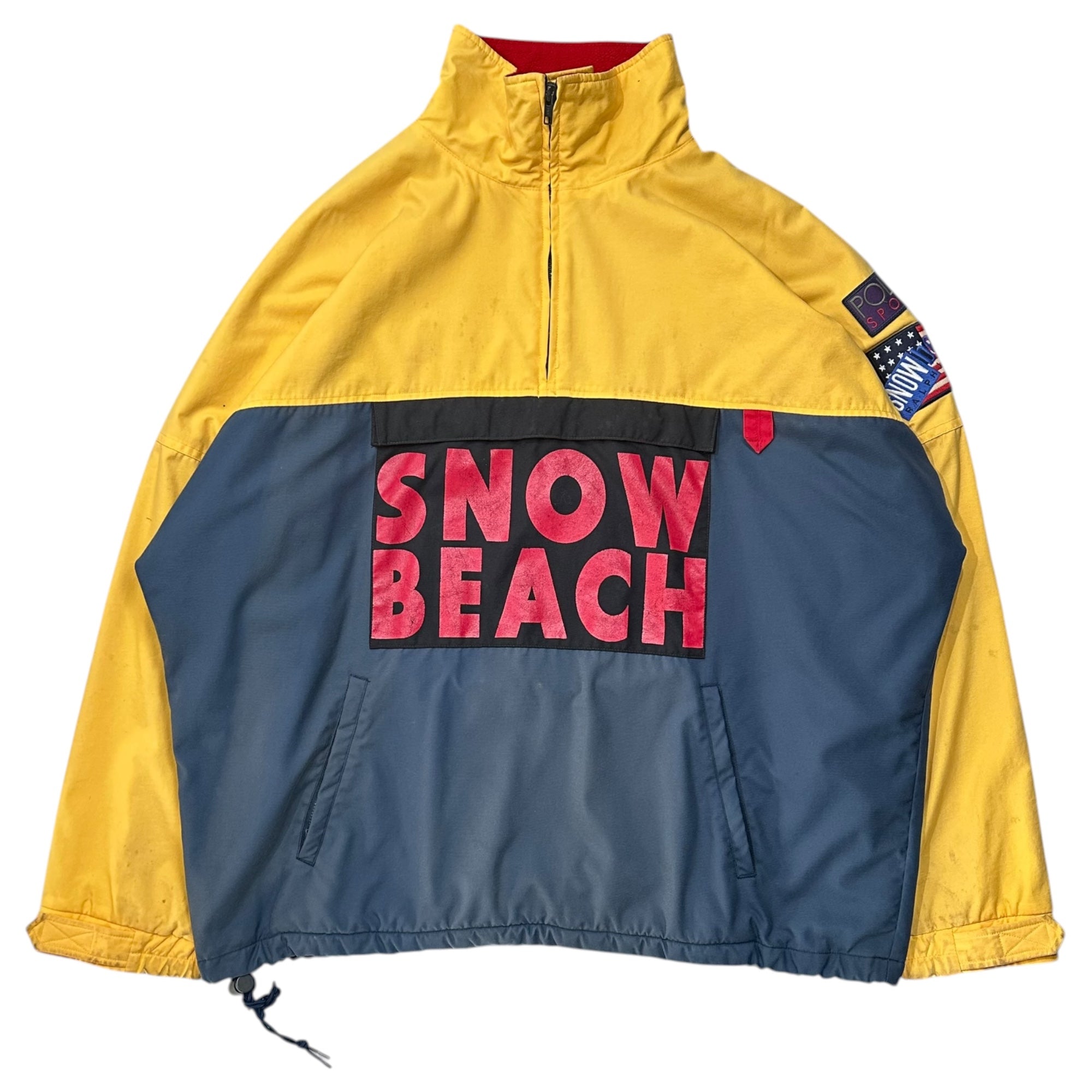 POLO RALPH LAUREN(ポロラルフローレン) 90's original "snow beach" Anorak jacket オリジナル スノー ビーチ アノラック ジャケット L イエロー×レッド 1993 90年代 ヴィンテージ 稀少品
