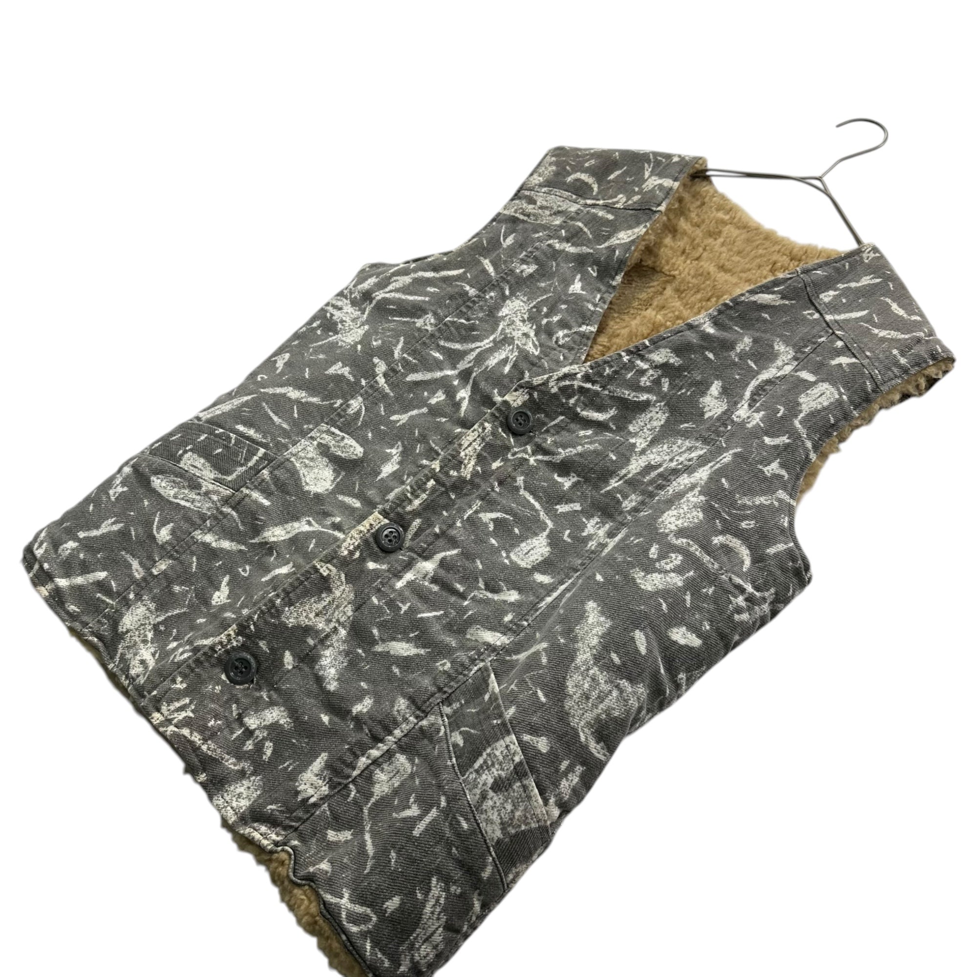 USED(ユーズド) Boa-lined Bleach Denim Vest 内ボア ブリーチ デニム ベスト グレー