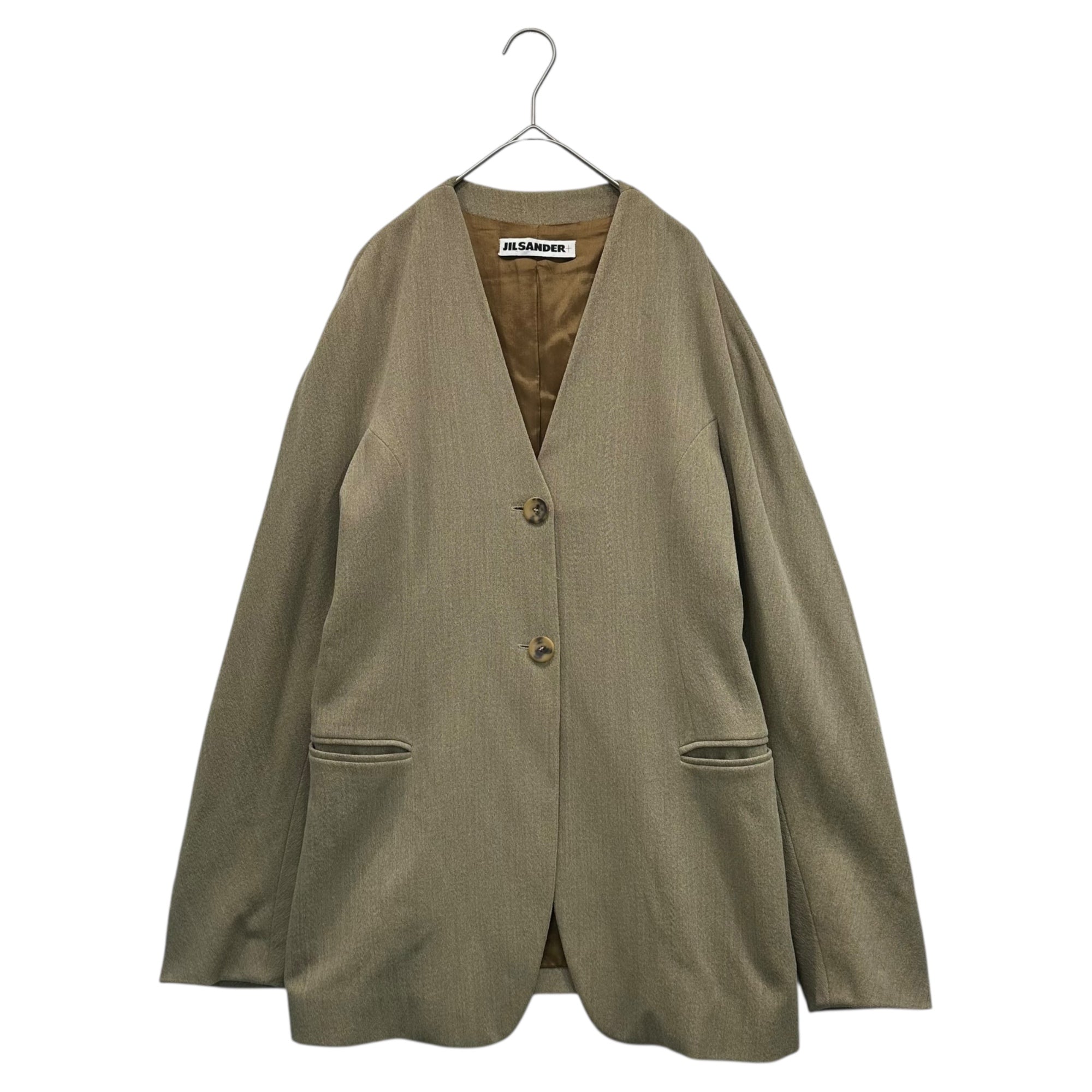 JIL SANDER +(ジルサンダー プラス) No-collar Jacket ノーカラー ジャケット 38(M程度) ベージュ