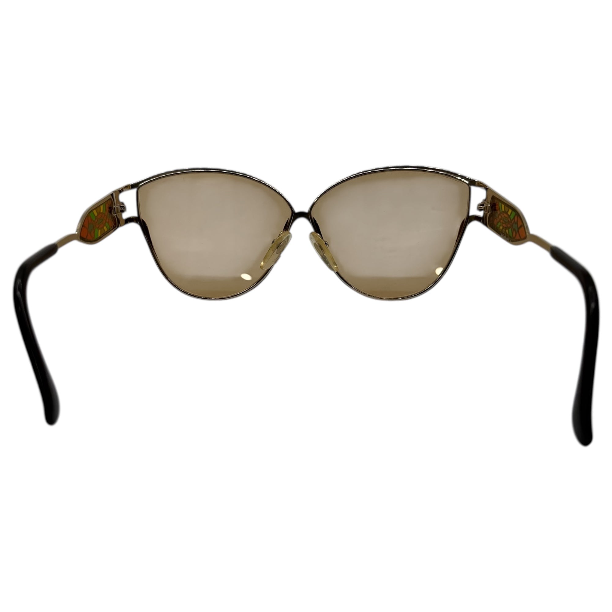 YVES SAINT LAURENT(イヴサンローラン) 80's Stained Glass Design Butterfly Sunglasses ステンドグラス デザイン バタフライ サングラス - シルバー×ブラウン 推定80年代 ヴィンテージ メガネ 眼鏡