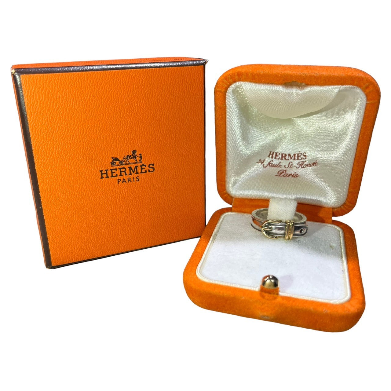 HERMES(エルメス) sun tulle belt ring サンチュールベルト リング 53(13号程度) シルバー×ゴールド コンビ 箱・ケース付属 silver 925