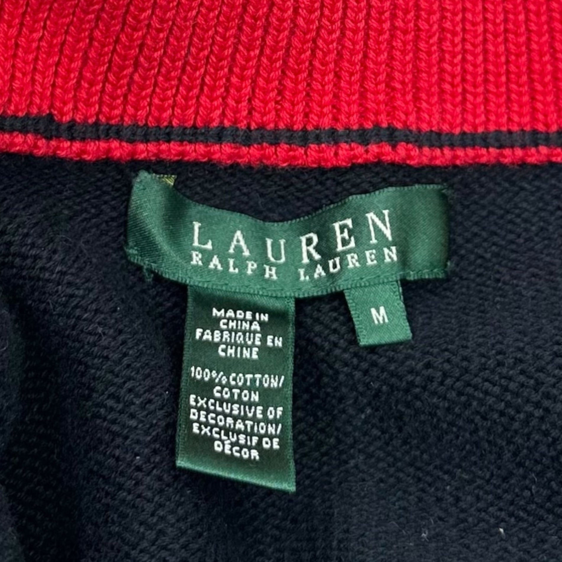 LAUREN RALPH LAUREN(ローレンラルフローレン) Half Zip Long Sleeve Knit ハーフ ジップ 長袖 ニット M ブラック