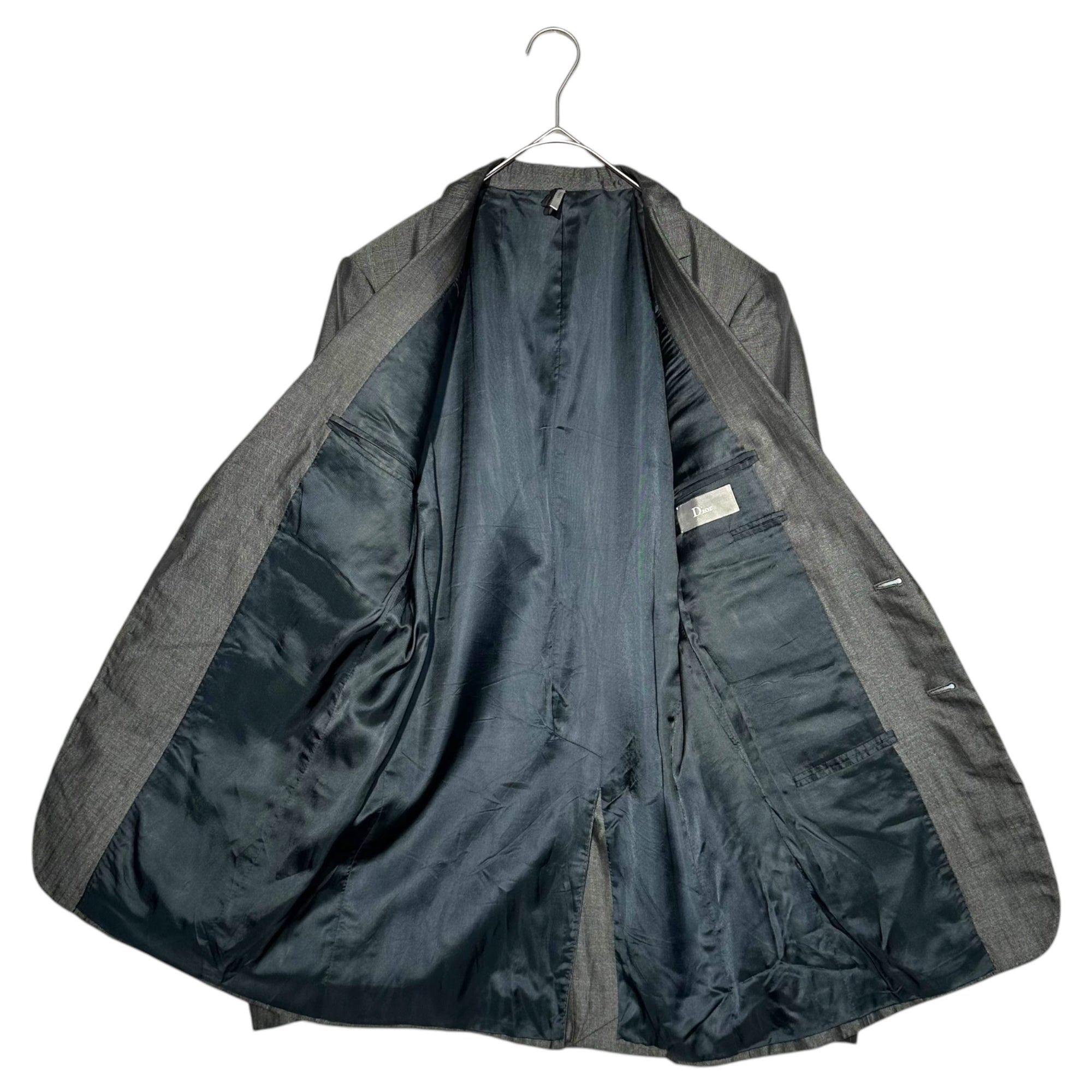 Dior HOMME(ディオールオム) 08AW By Kris Van Assche Silk Wool 2B Jacket クリスヴァン アッシュ期 シルク ウール 2B テーラード ジャケット 8H3I70450718 46 グレー アーカイブ ストライプ