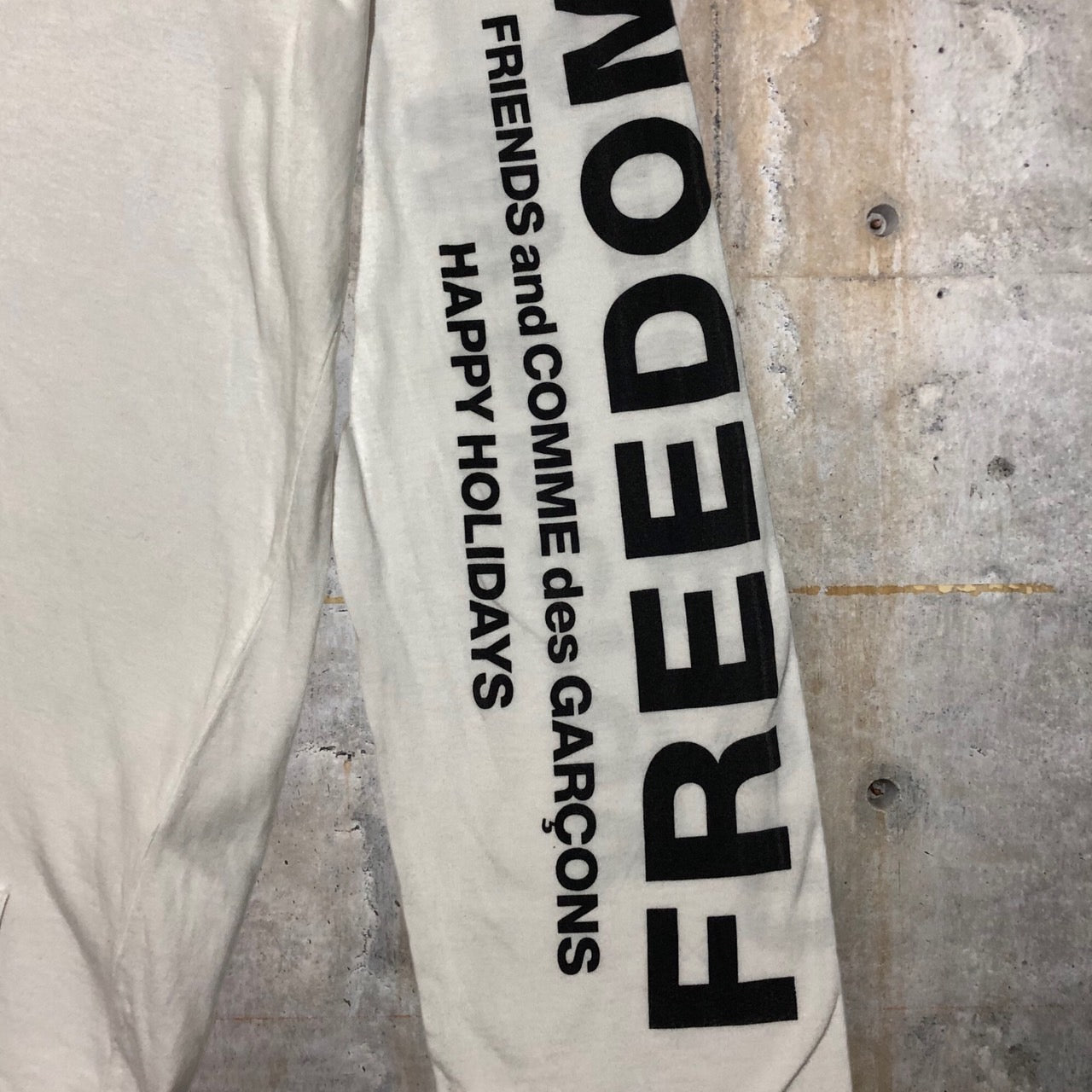 COMME des GARCONS×Maison Margiela(コムデギャルソン×メゾンマルジェラ) 18AW HOLIDAYSCOLLECTION FREEDOM LONG TEE/ホリデーズコレクションフリーダムロングティー/ロンT/カットソー/エイズTプリント OB-T003 SIZE L ホワイト×ブラック AD2018 レアコラボアイテム