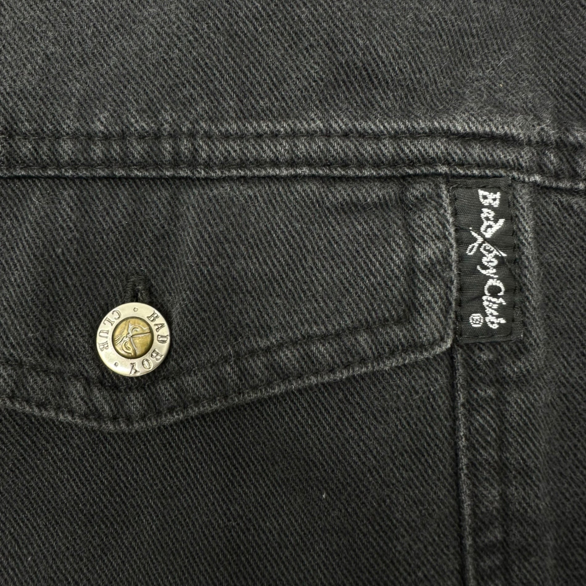 LIFE'S A BEACH(ライフイズアビーチ) 80’s VINTAGE BACK SKULL 2nd TYPE TRACKER JACKET ヴィンテージ バックスカル セカンド トラッカー ジャケット デニム M ブラック 80年代 BAD BOY バッドボーイ