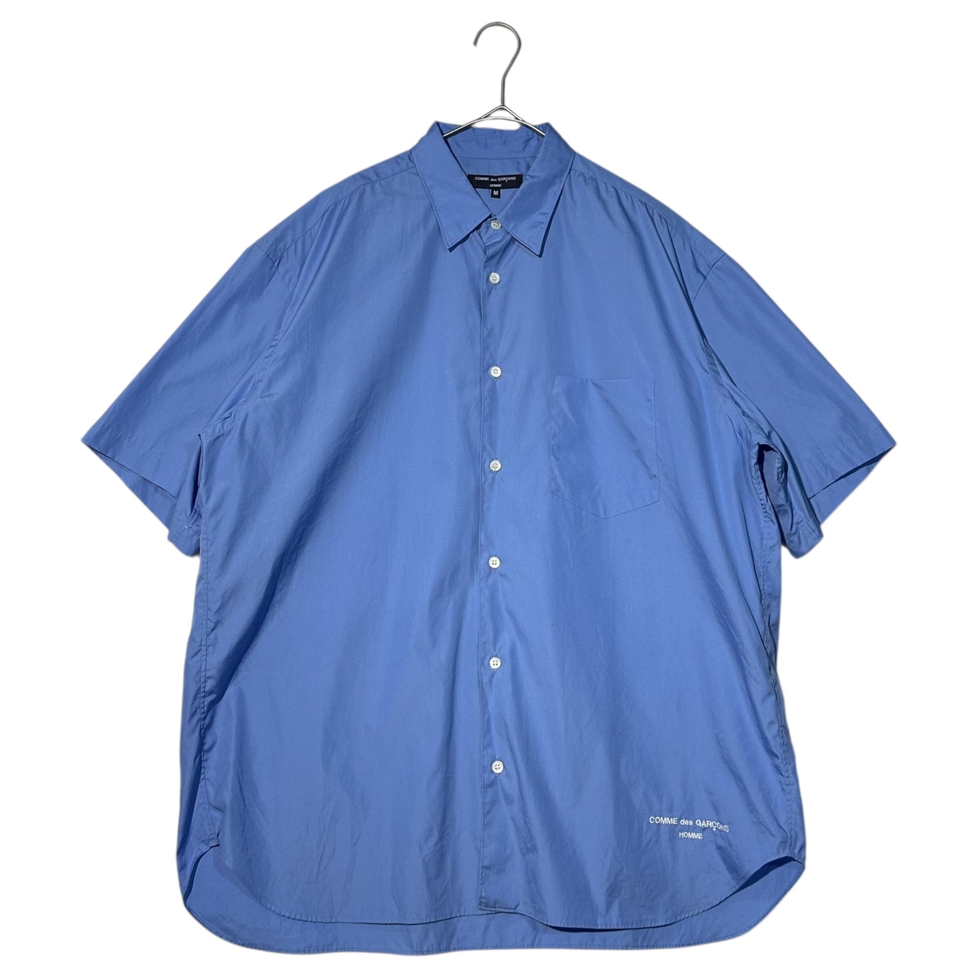 COMME des GARCONS HOMME(コムデギャルソンオム) 24SS Casual shirt - cotton broadcloth カジュアル シャツ 綿ブロード HM-B103 M サックスブルー 半袖 シャツ ロゴ 刺繍