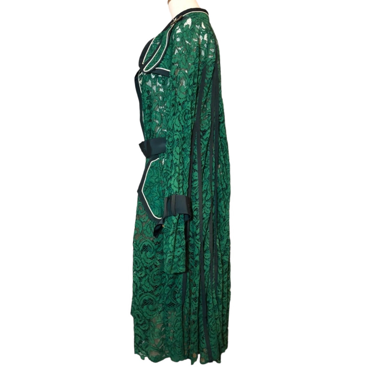 sacai(サカイ) 17SS flower lace trench coat フラワー レース トレンチ コート ベルテッド 17-03366 2(Mサイズ程度) グリーン