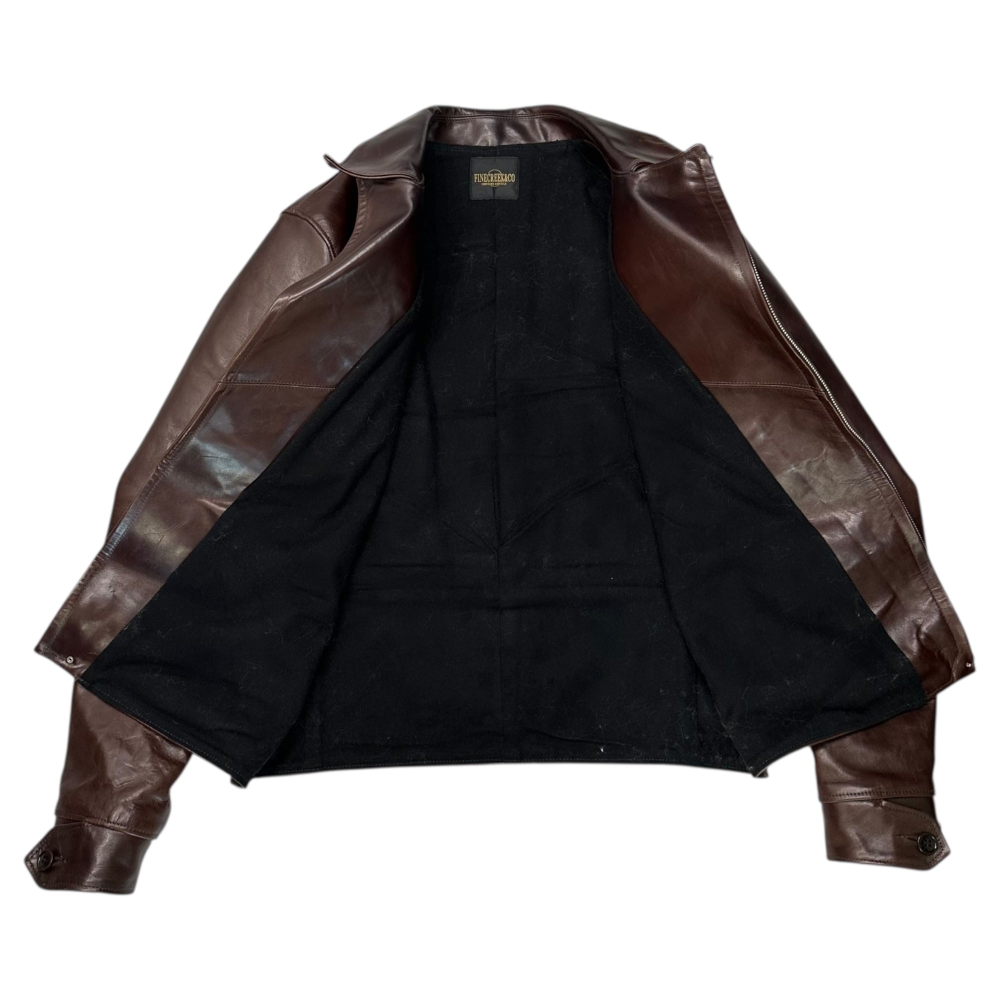 FINE CREEK(ファインクリーク) 24SS Sports Jacket”Berkeley” - Horse Hide スポーツ ジャケット バークレイ ホース ハイド 40 ブラウン 馬革 ライダース レザー