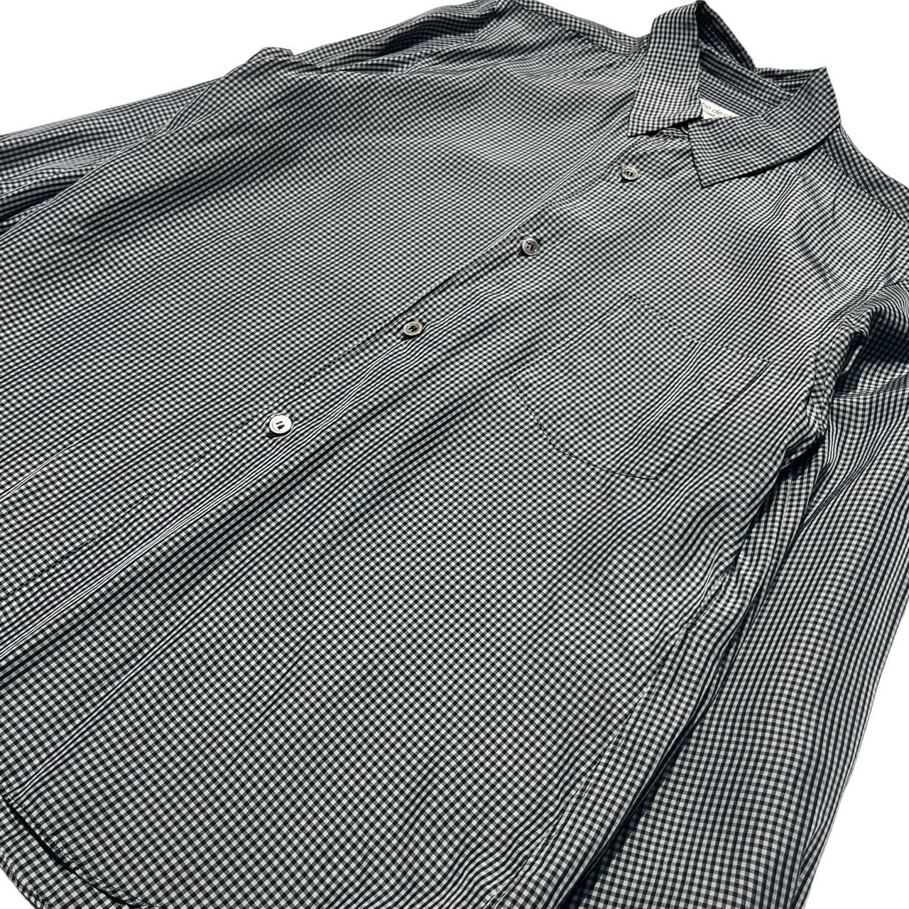 robe de chambre COMME des GARCONS(ローブドシャンブルコムデギャルソン) 02AW Gingham check cupro shirt/ギンガムチェックキュプラシャツ RG-B012 M ブラック×グレー AD2002