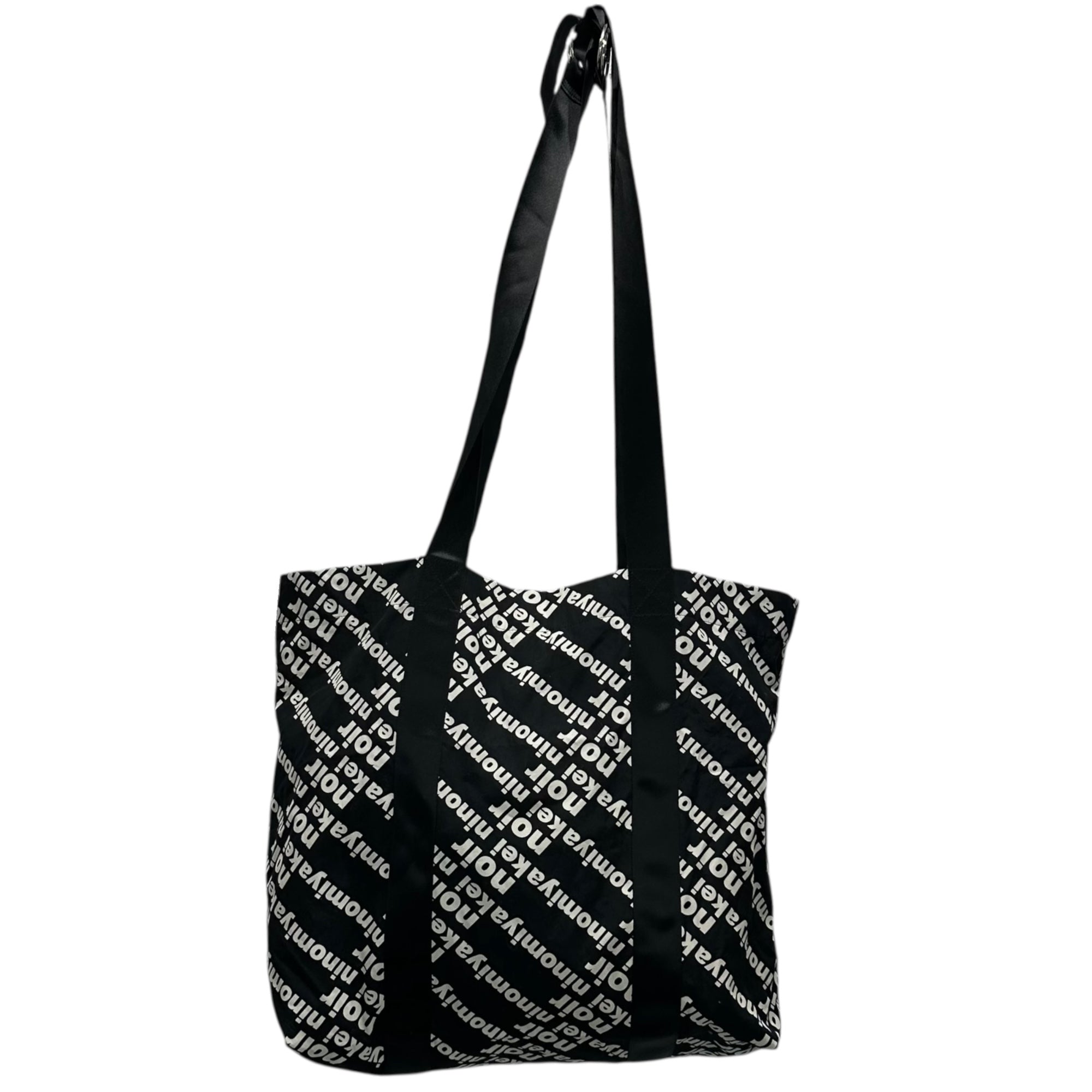 noir kei ninomiya(ノワールケイニノミヤ) 22AW Logo Satin Tote Bag ロゴ サテン トート バッグ 3I-K 202 ブラック×ホワイト コムデギャルソン