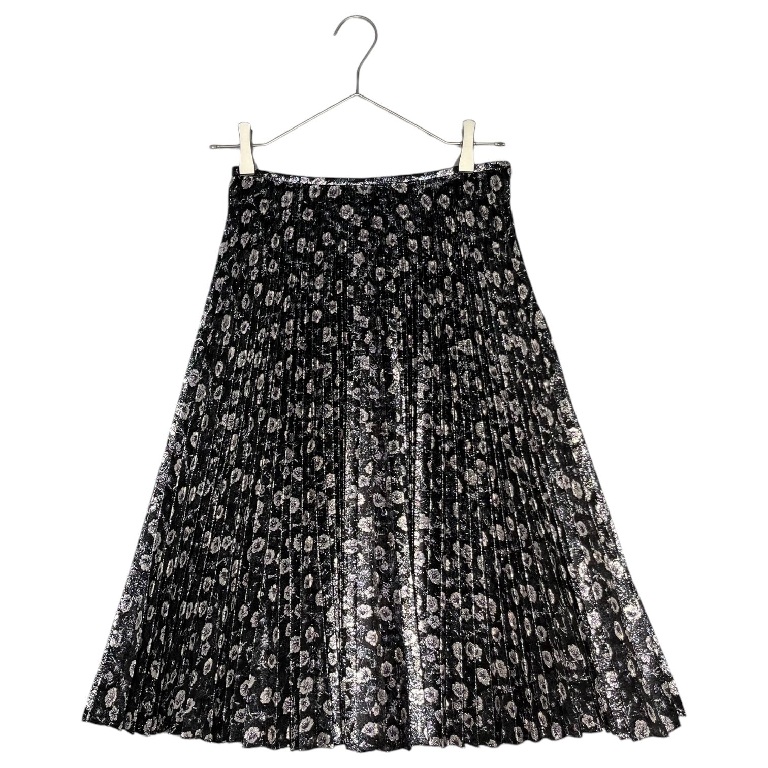 PRADA(プラダ) 18SS Lame pleated jacquard skirt ラメ プリーツ ジャガード スカート P166N  36(S程度) ブラック×シルバー