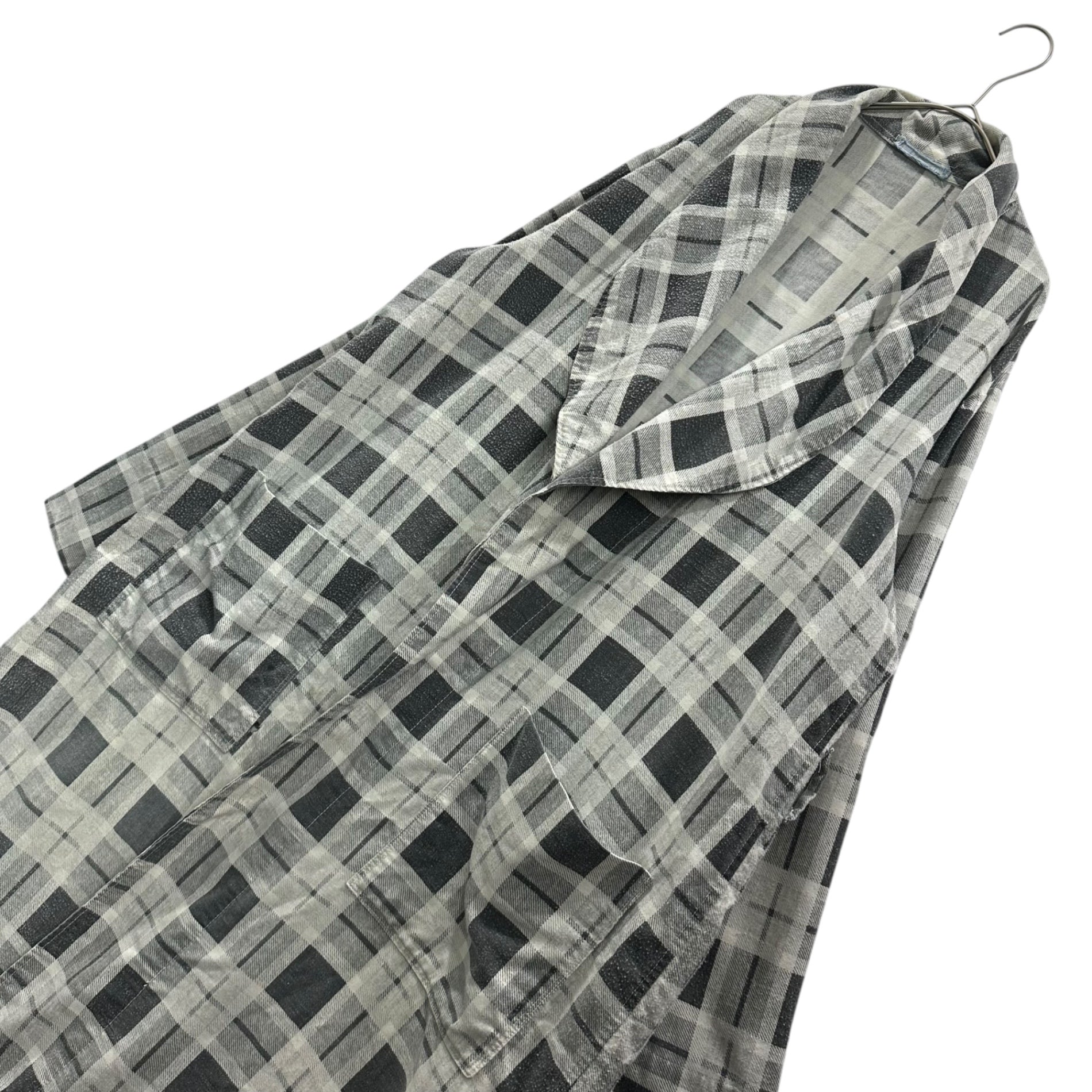 VINTAGE(ヴィンテージ) Nep Check Grunge Gown Coat ネップ チェック グランジ ガウン コート FREE グレー×ブラック