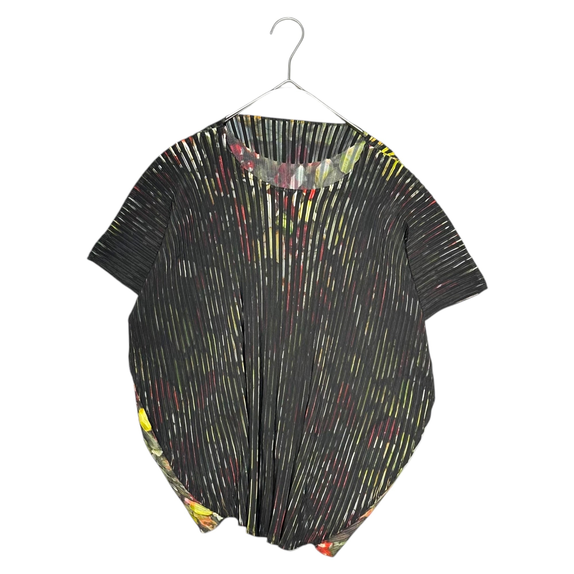 ISSEY MIYAKE(イッセイミヤケ) 07SS Pleated Print Sleeveless Cut and Sewn プリーツ プリント ノースリーブ カットソー IM71FJ159 2 ブラック フルーツ柄 総柄