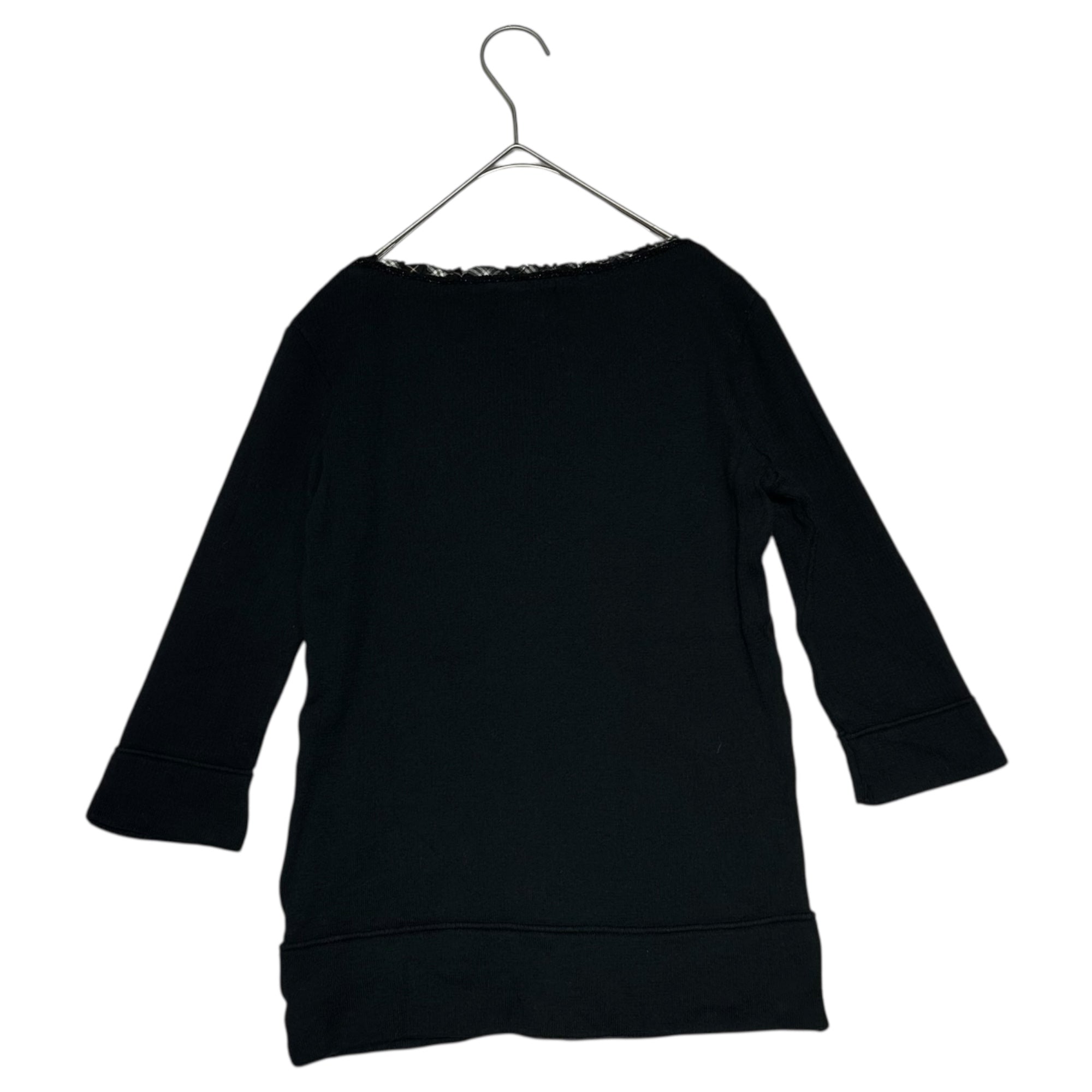 BURBERRY BLUE LABEL(バーバリーブルーレーベル) Front Frill 3/4 Length Sleeve Knit Cardigan フロント フリル 7分袖 ニット カーディガン FBF03-555-09 38(M程度) ブラック
